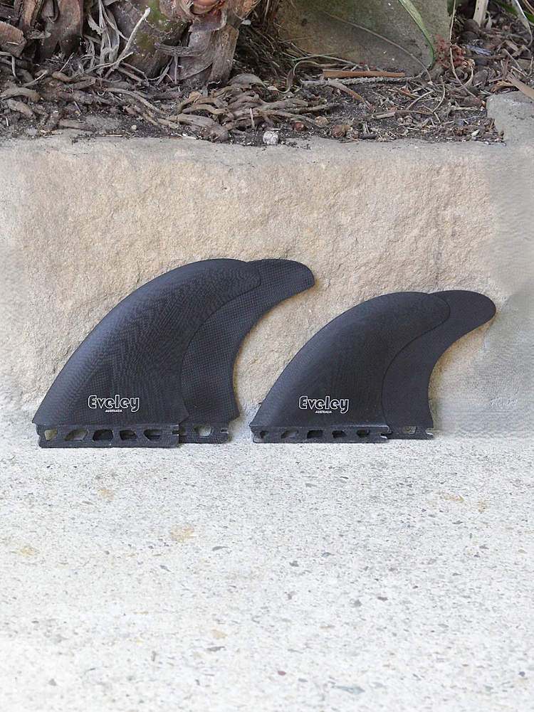 5.2" / 4.35" Big Boy Quad Fins – Black Pro Glass | Futures Compatible (Set of 4)