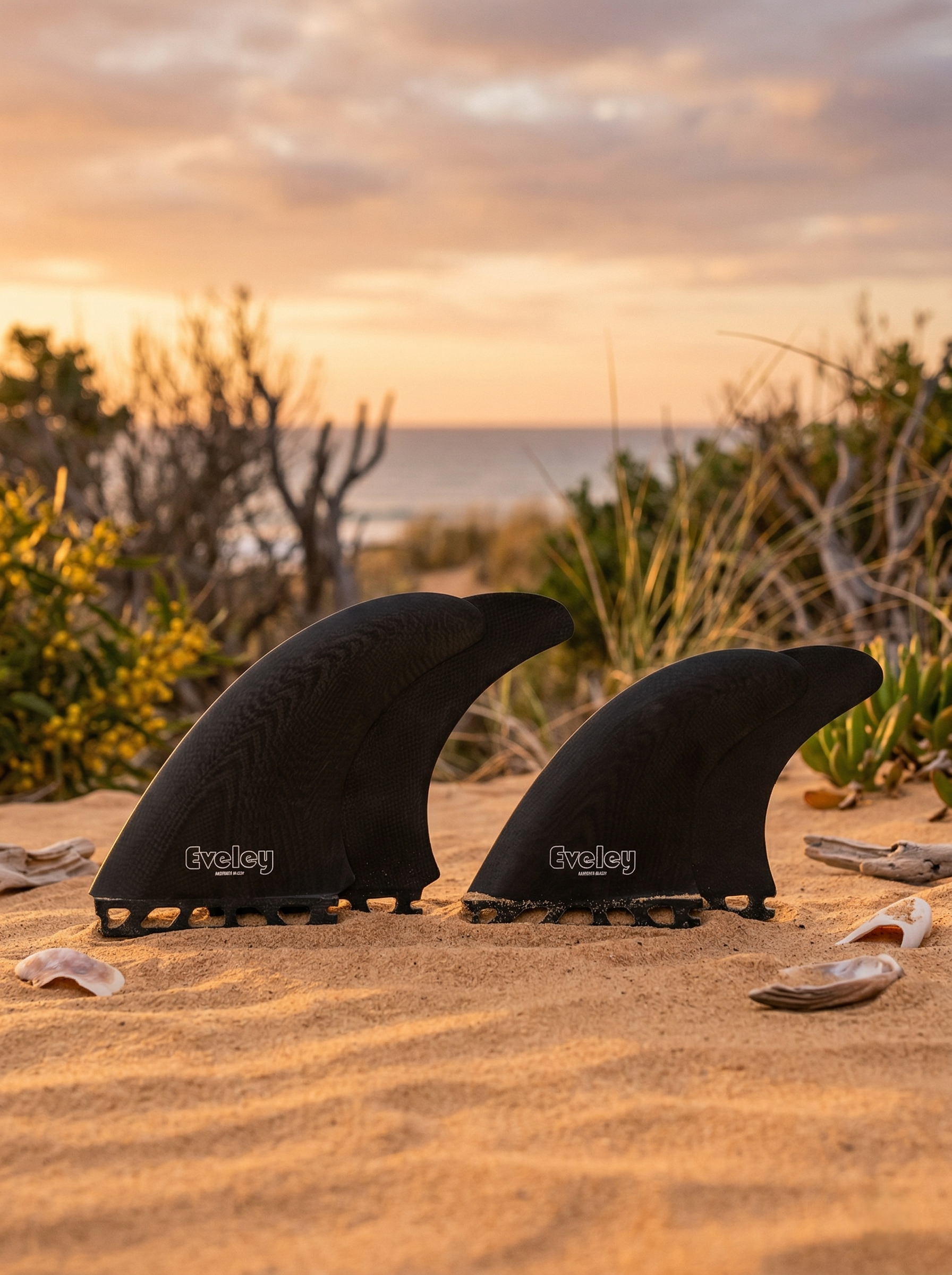 5.2" / 4.35" Big Boy Quad Fins – Black Pro Glass | Futures Compatible (Set of 4)