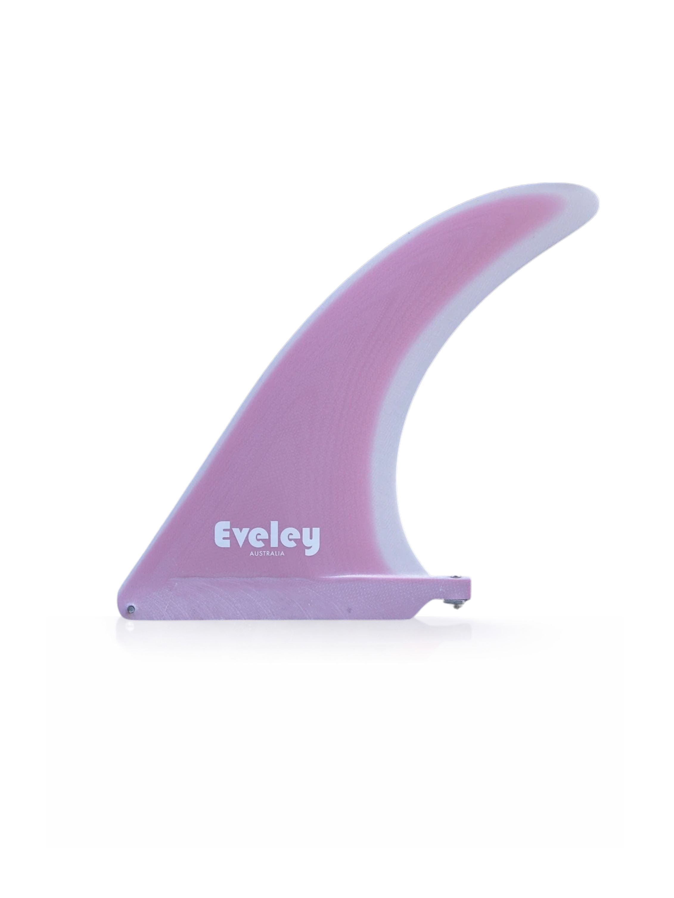 8" International 4A Center Fin, pink on white Pro Glass.