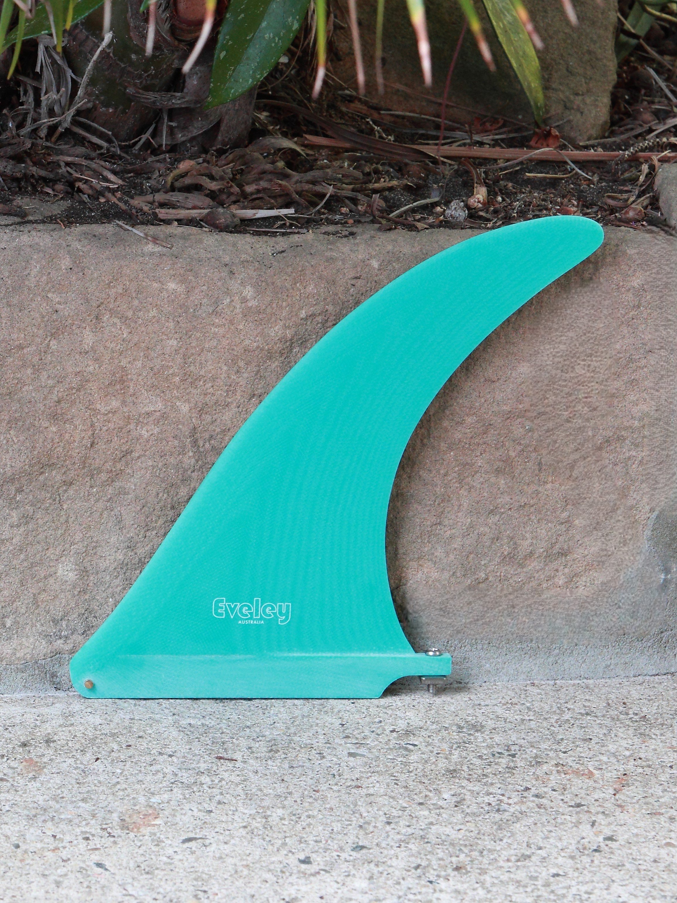 9" International 4A Center Fin, solid aqua Pro Glass.