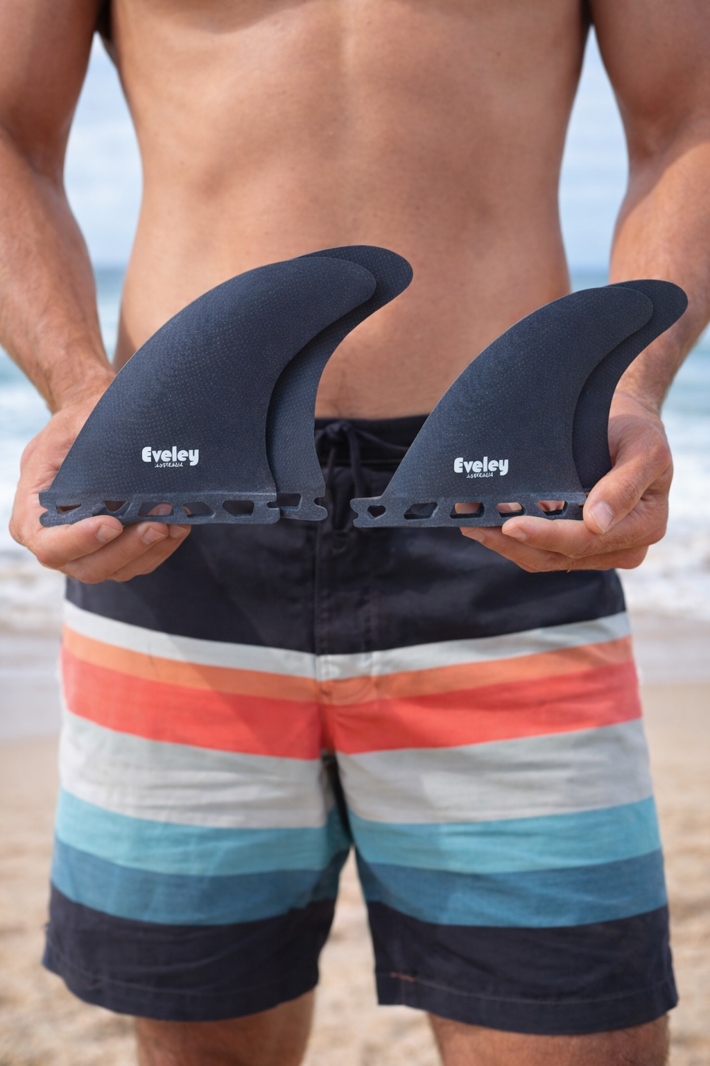 4.5” / 4” Contemporary Quad Fins at the beach