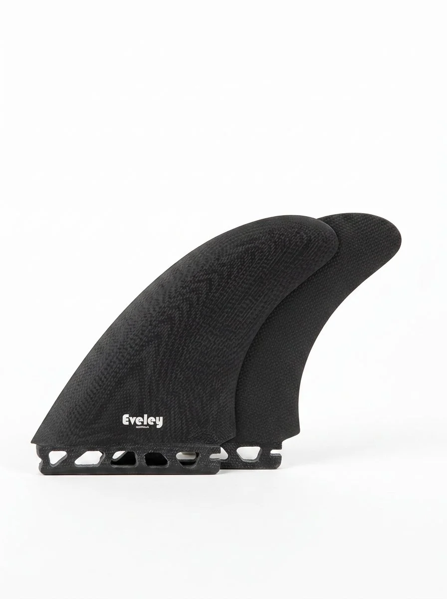 5.9" Retro Performance Twin Fins – Futures compatible black Pro Glass (2 fins)