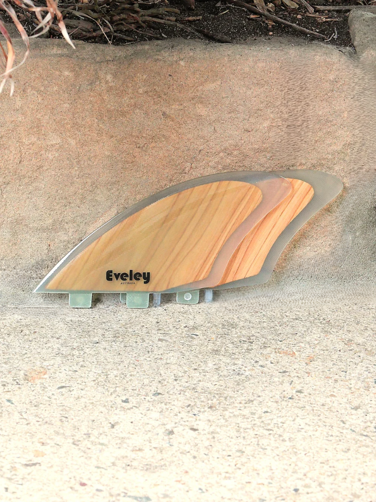 4.5" Extra Long Twin Keels, Timber Core in natural Pro Glass. FCS compatible set of two