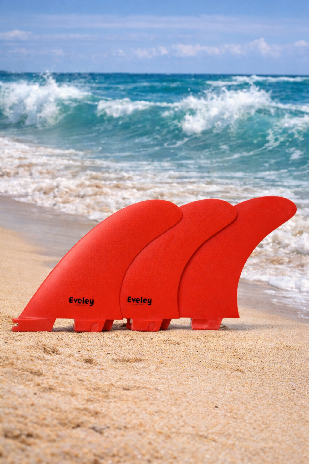 4.5" Progressive Thruster Fins, red Pro Glass. FCSII compatible set of three fins.
