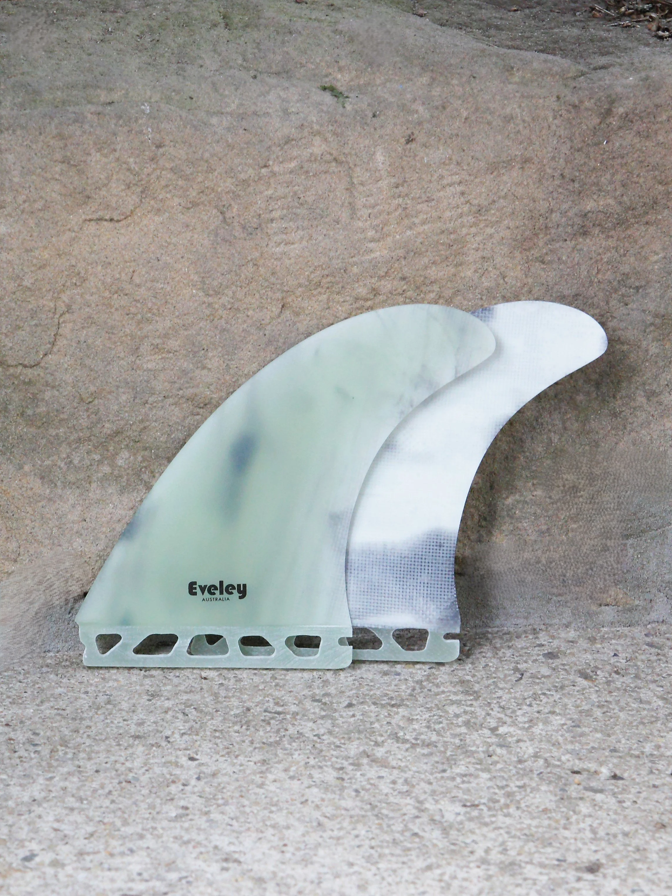 5.36" Freedom Twin Fins – Futures compatible. Irregular Cream & Black Pro Glass