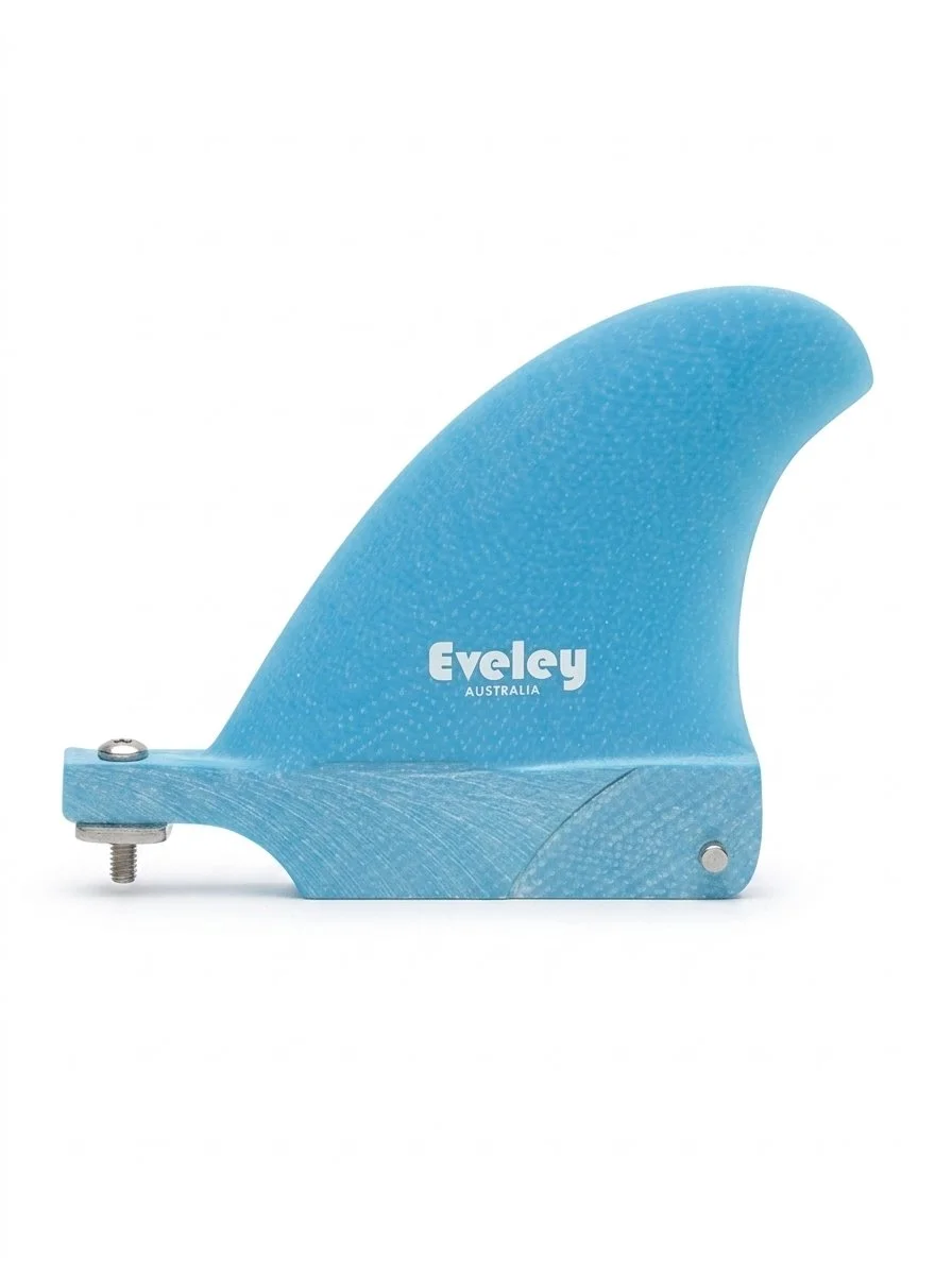 2.9 inch solid blue Pro Glass centre stabiliser fin with machined finish by Eveley Surf