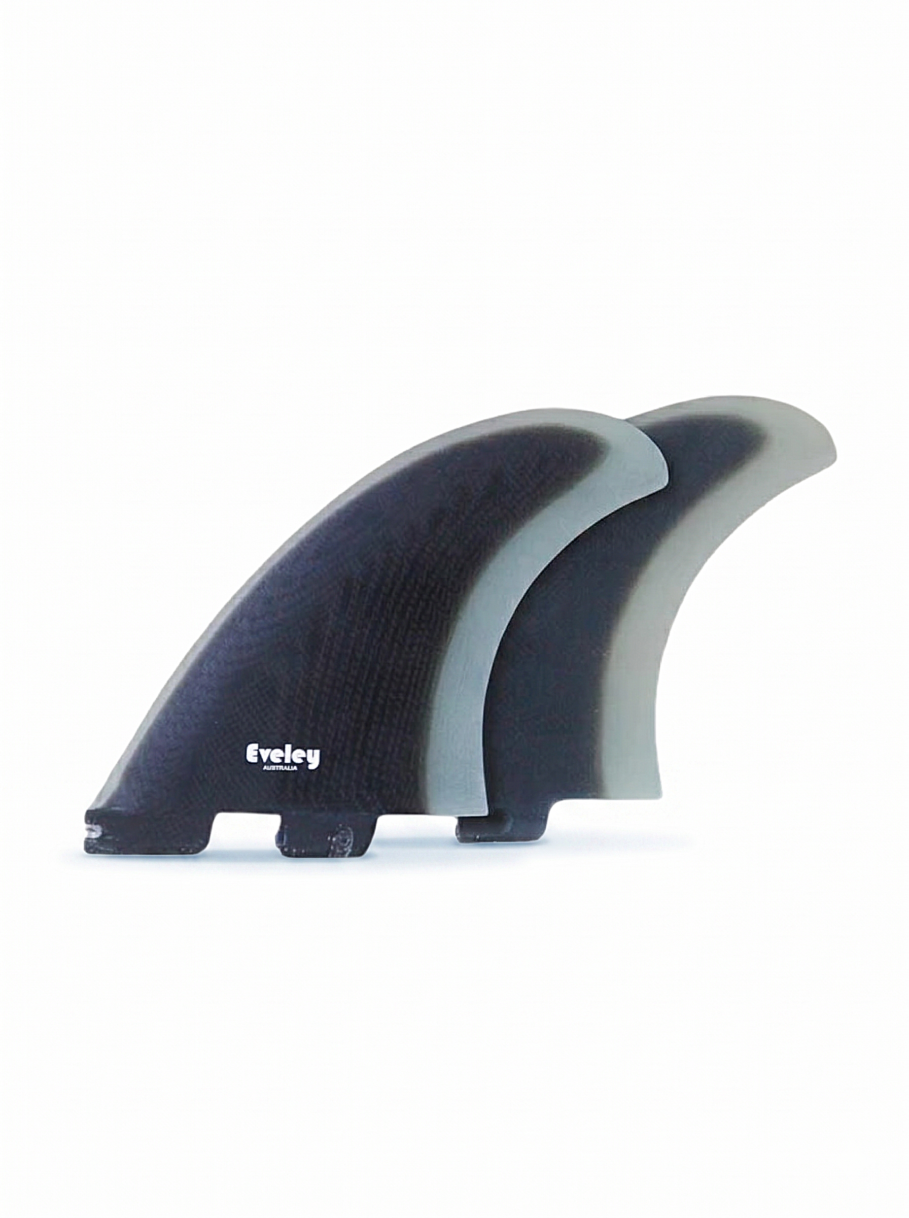 5.35" Power Twin Fins - FCSII compatible black on natural Pro Glass. (2 fins)