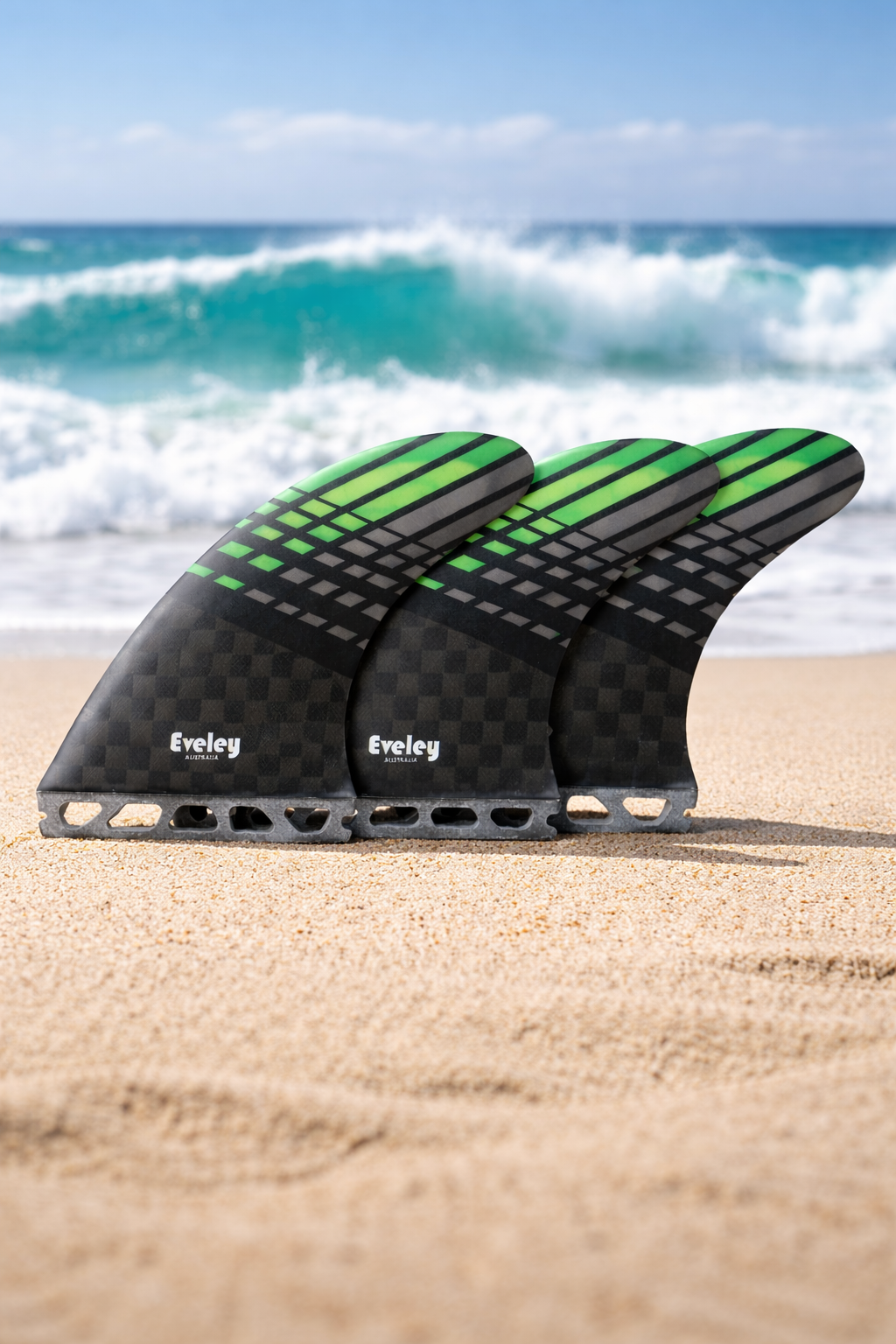 4.75” Advanced Thruster Fins – Carbon Fiber Green TekFlex | Futures Compatible (Set of 3)