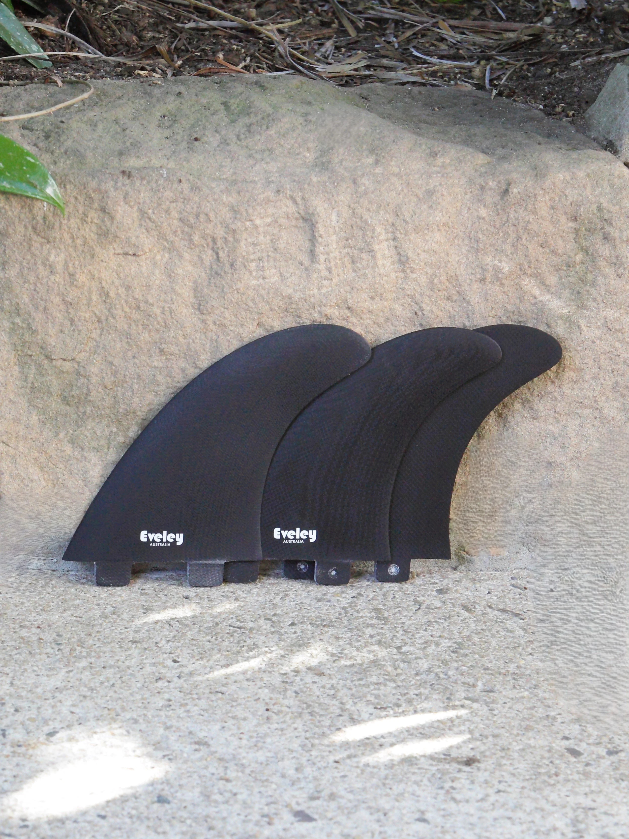 5.4" Big Boy Thruster Fins – FCS compatible solid black Pro Glass (3 fins)