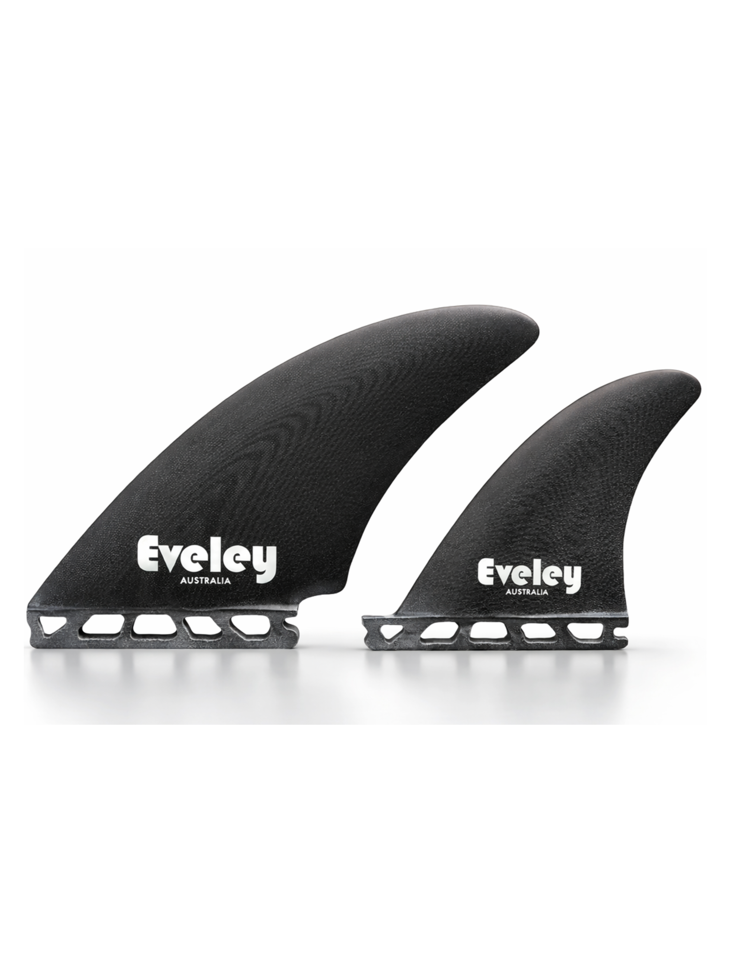 4.7" / 4.25" Controller Split Keel Quad Fins – Black Pro Glass | Futures Compatible | Eveley