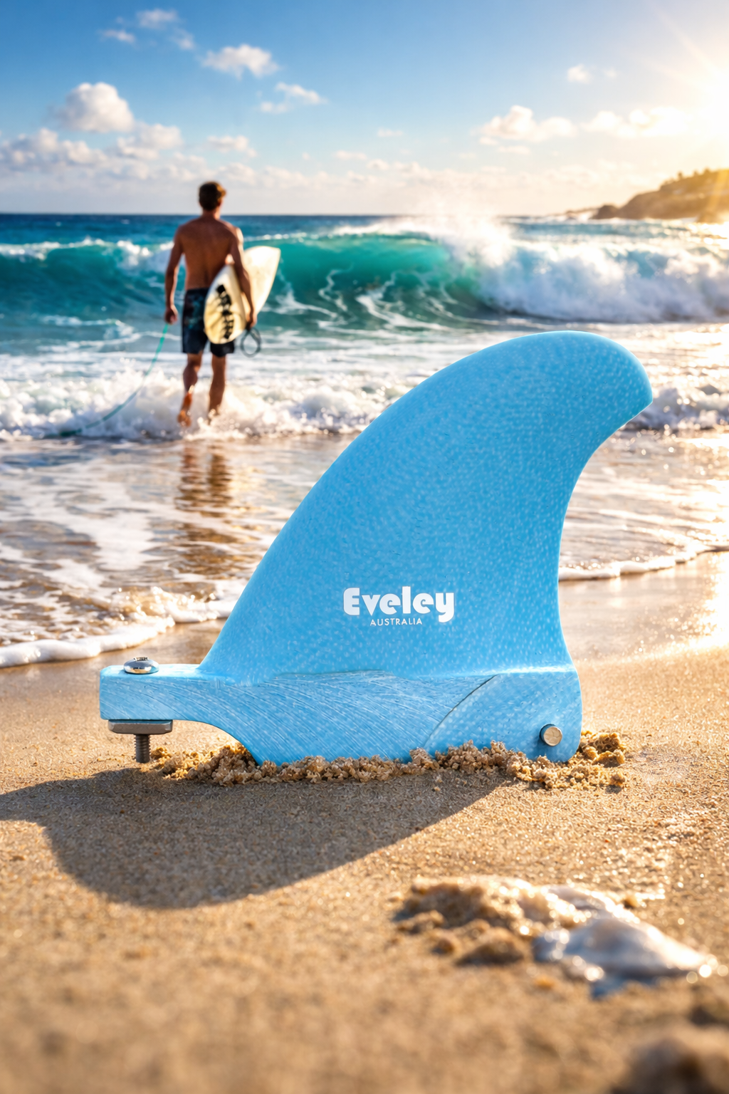 2.9 inch blue fiberglass center fin