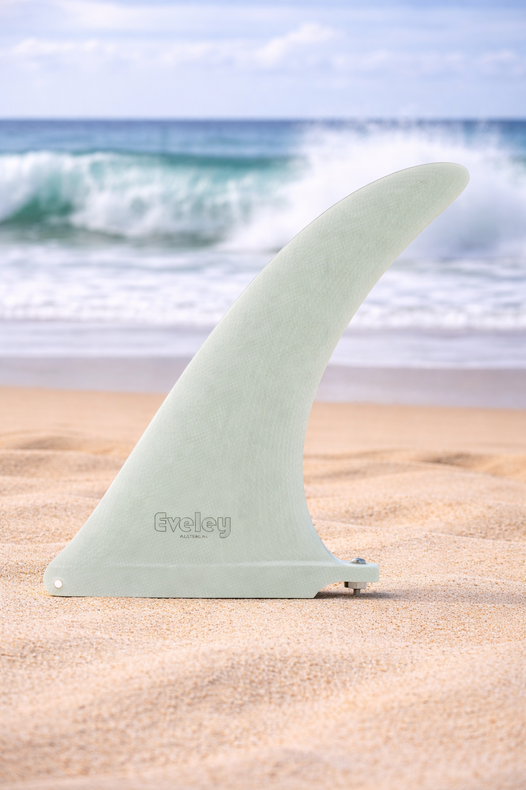 10" International 4A Center Fin — Volan Pro Glass Classic Longboard Control on golden beach