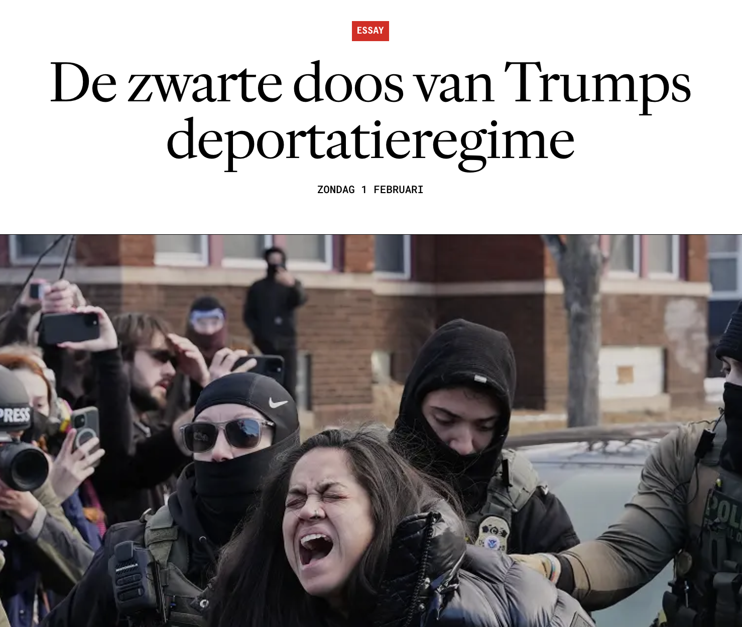 Essay Vrij Nederland - De zwarte doos van Trumps deportatieregime - februari 2026