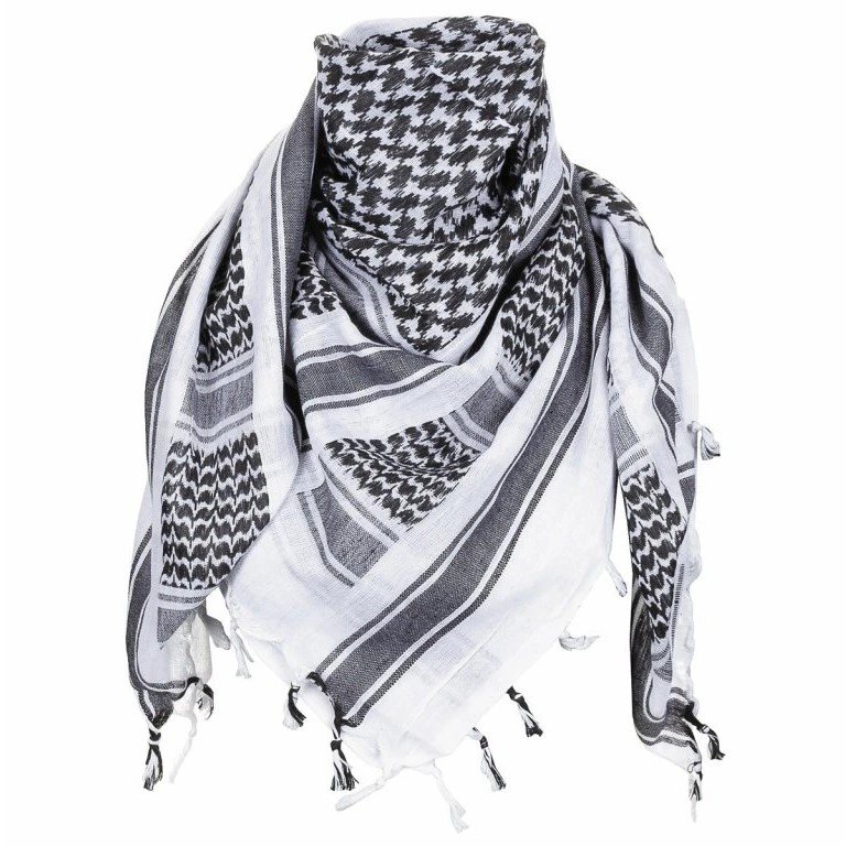 PAÑUELO PALESTINO KUFIYA. BLANCO-NEGRO