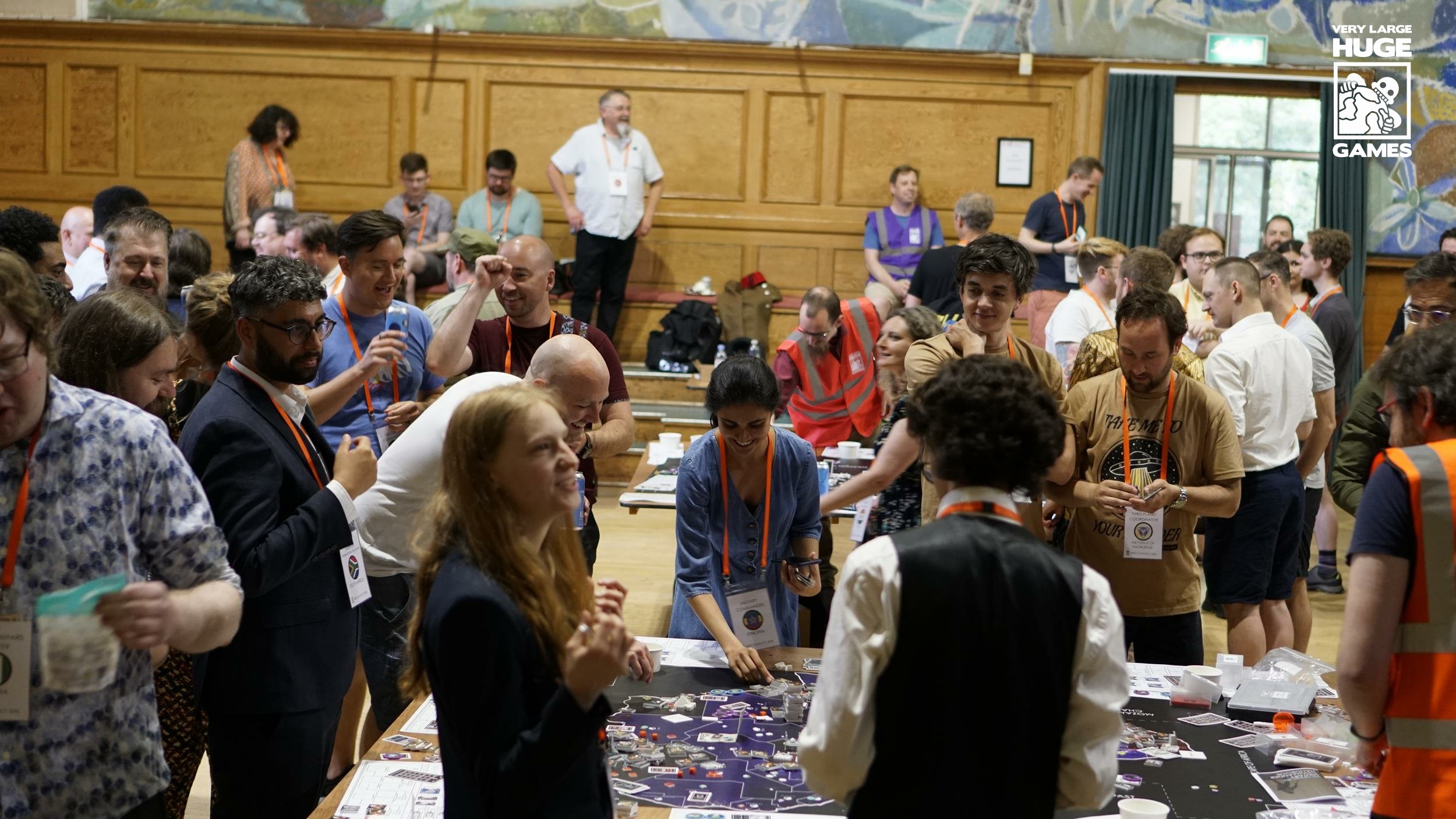 Players in the main hall at First Contact: 2035