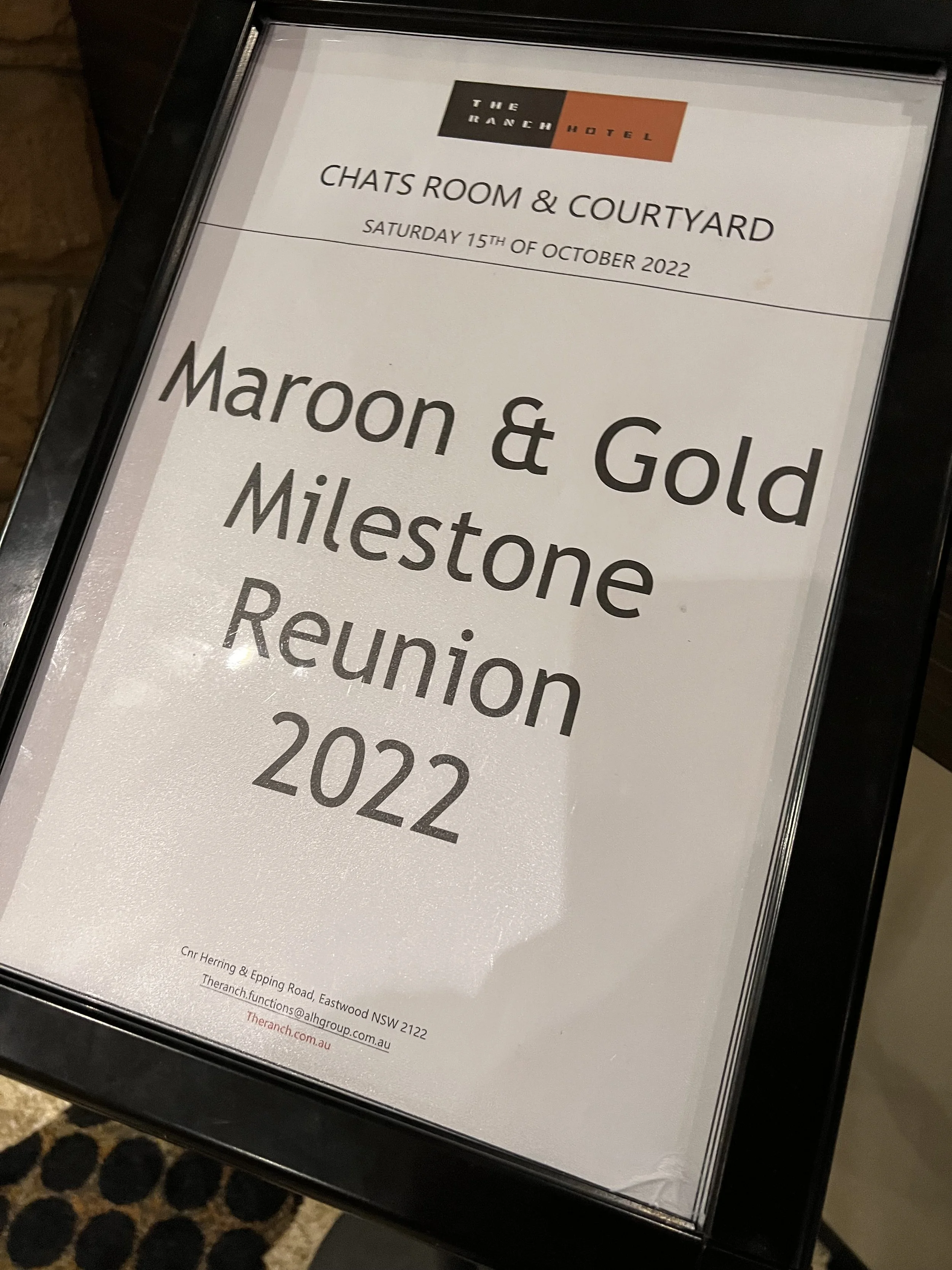 15 October 2022 Reunion at The Ranch, North Ryde
Entrance Signage