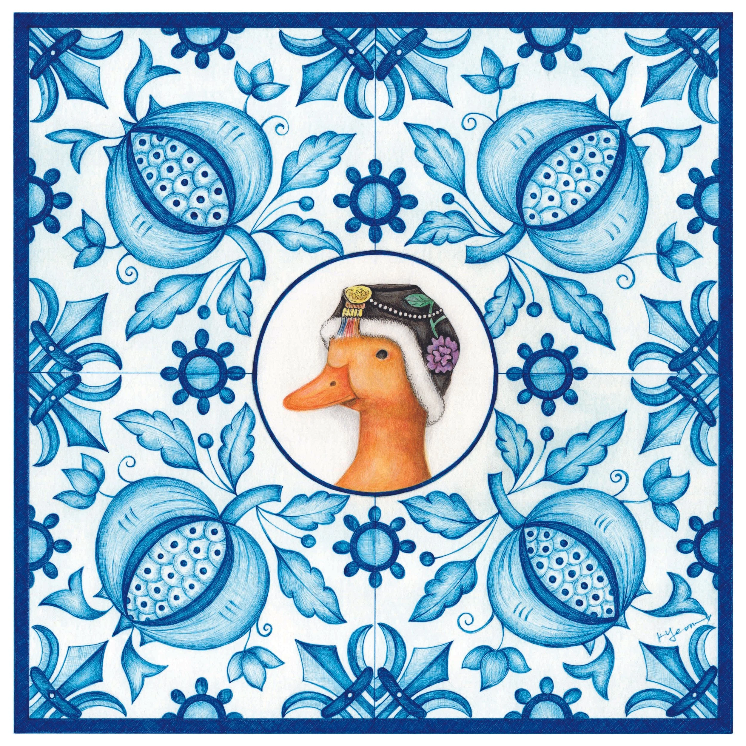 Yellow Duck in The Netherlands - Portrait #1 / 
30 x 30 cm