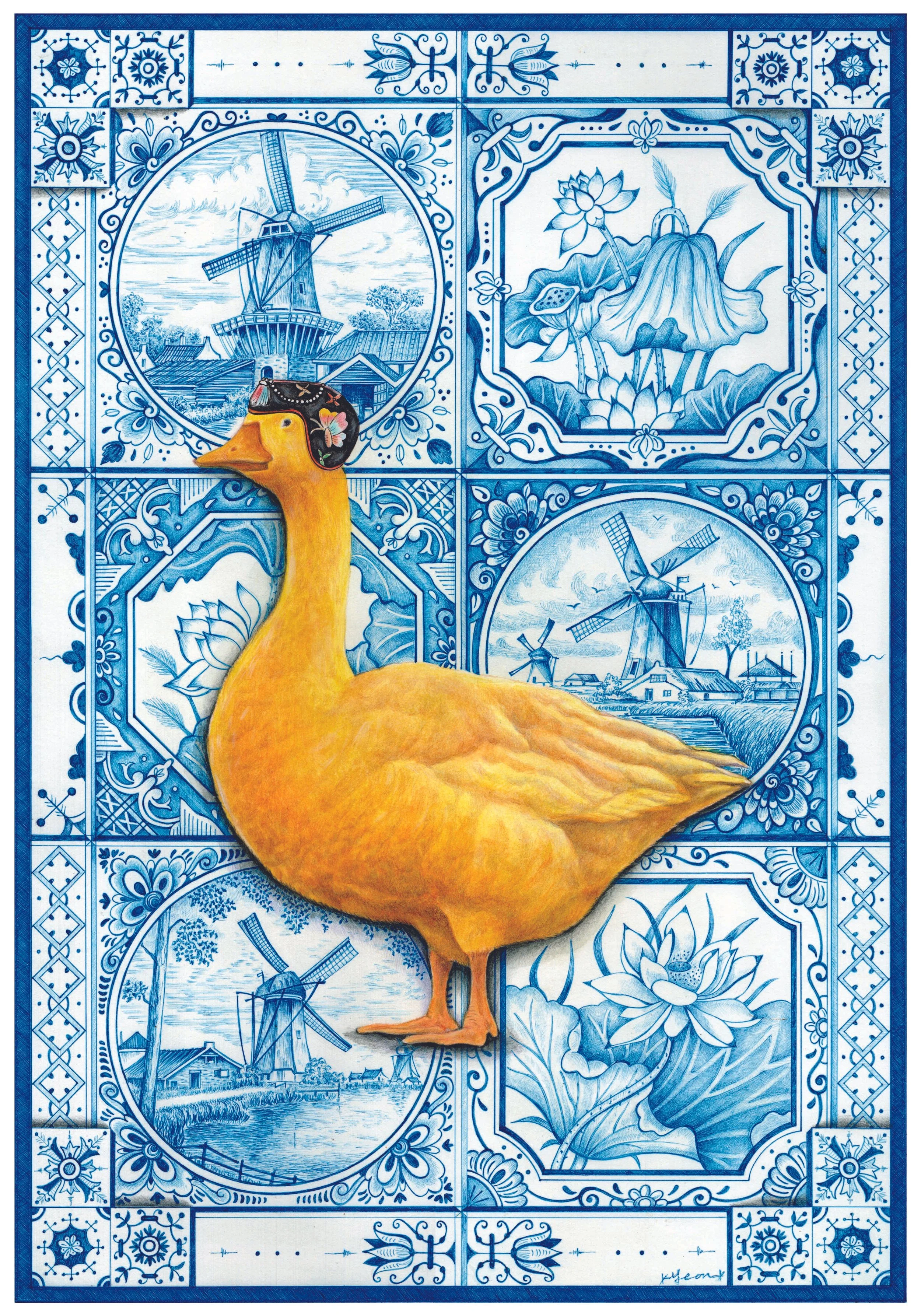 Yellow Duck in The Netherlands - Standing #2 / 
35 x 50 cm