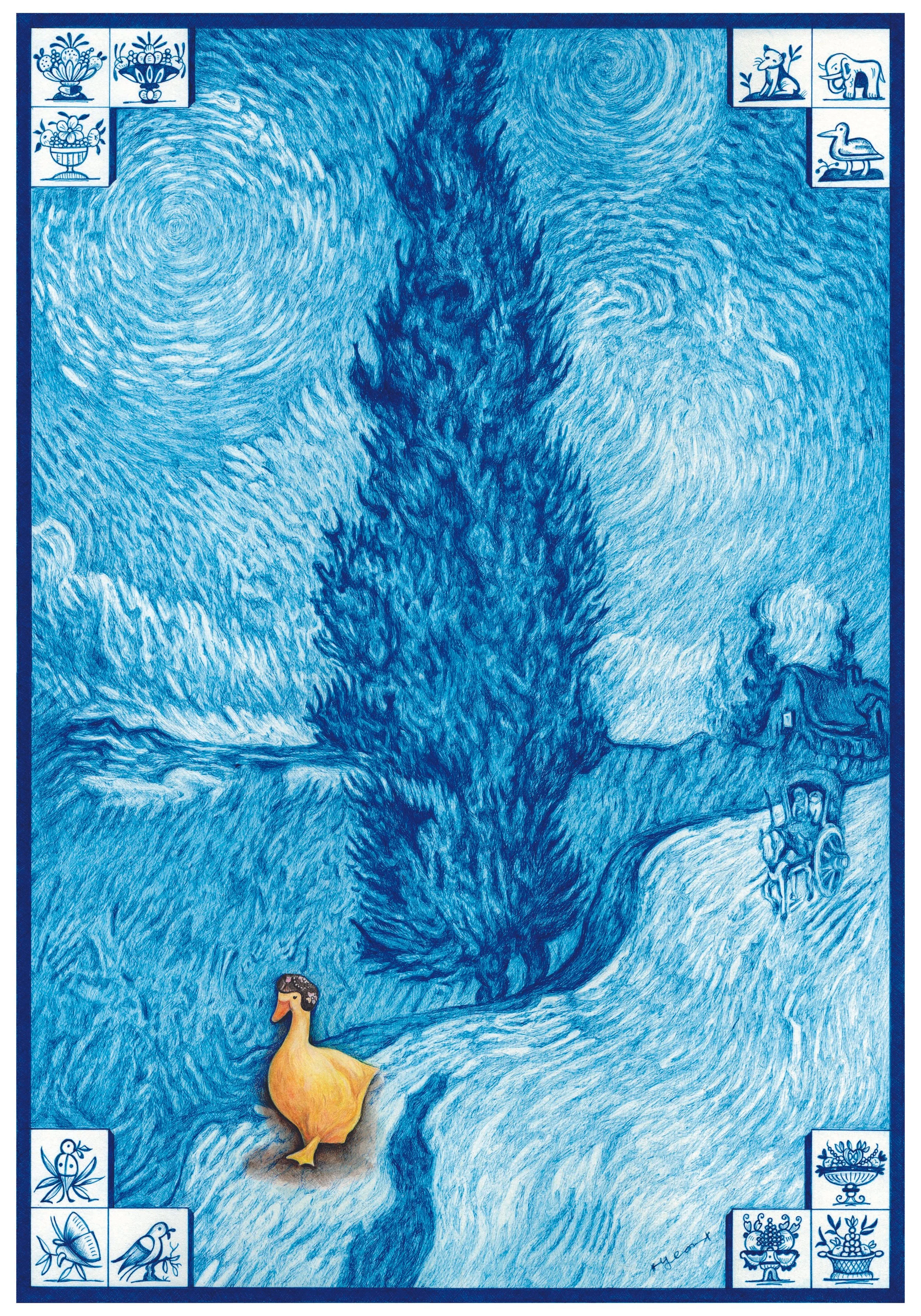 Yellow Duck in The Netherlands - in Gogh #2 / 
35 x 50 cm
