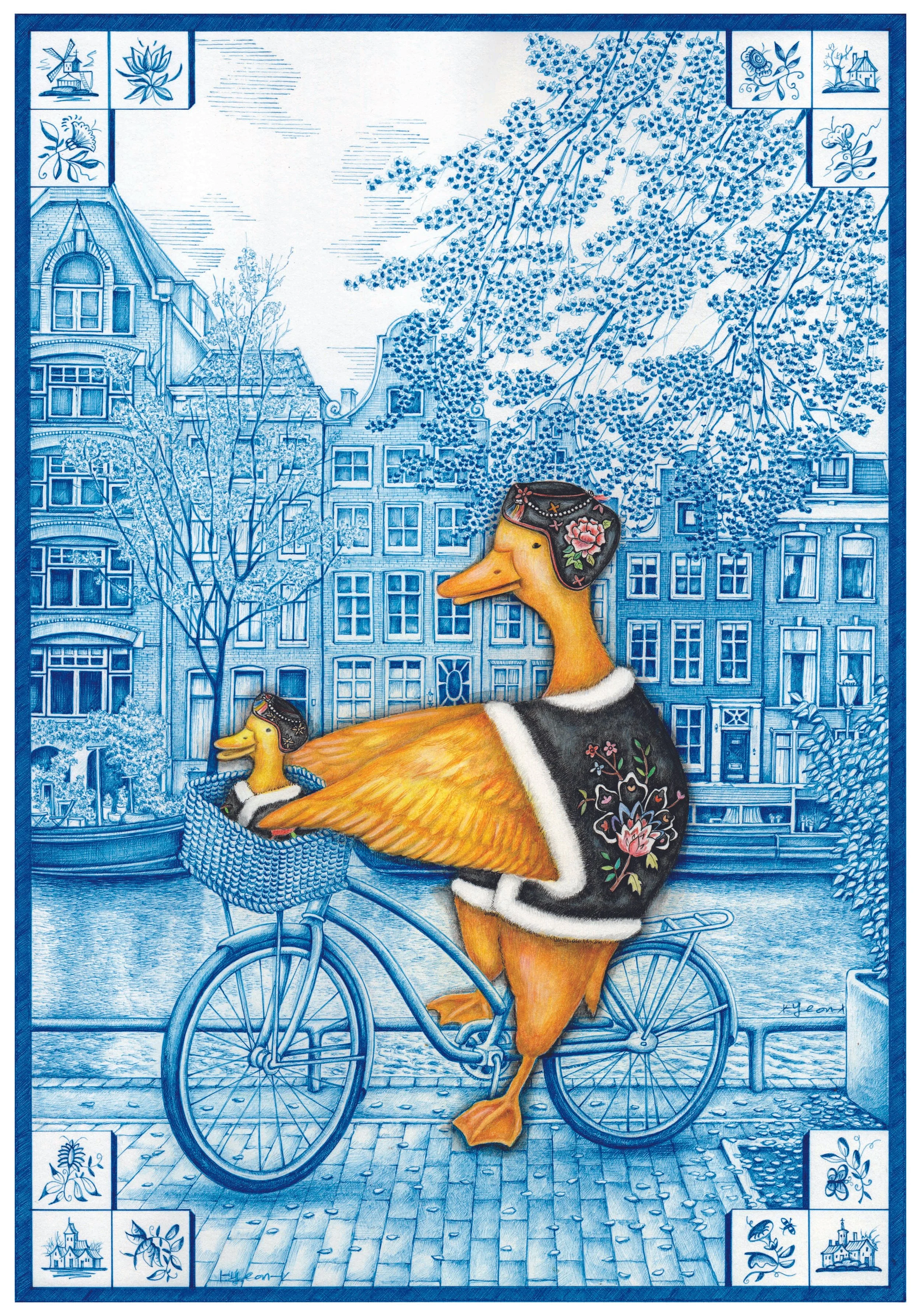 Yellow Duck in The Netherlands - Bicycle / 
35 x 50 cm