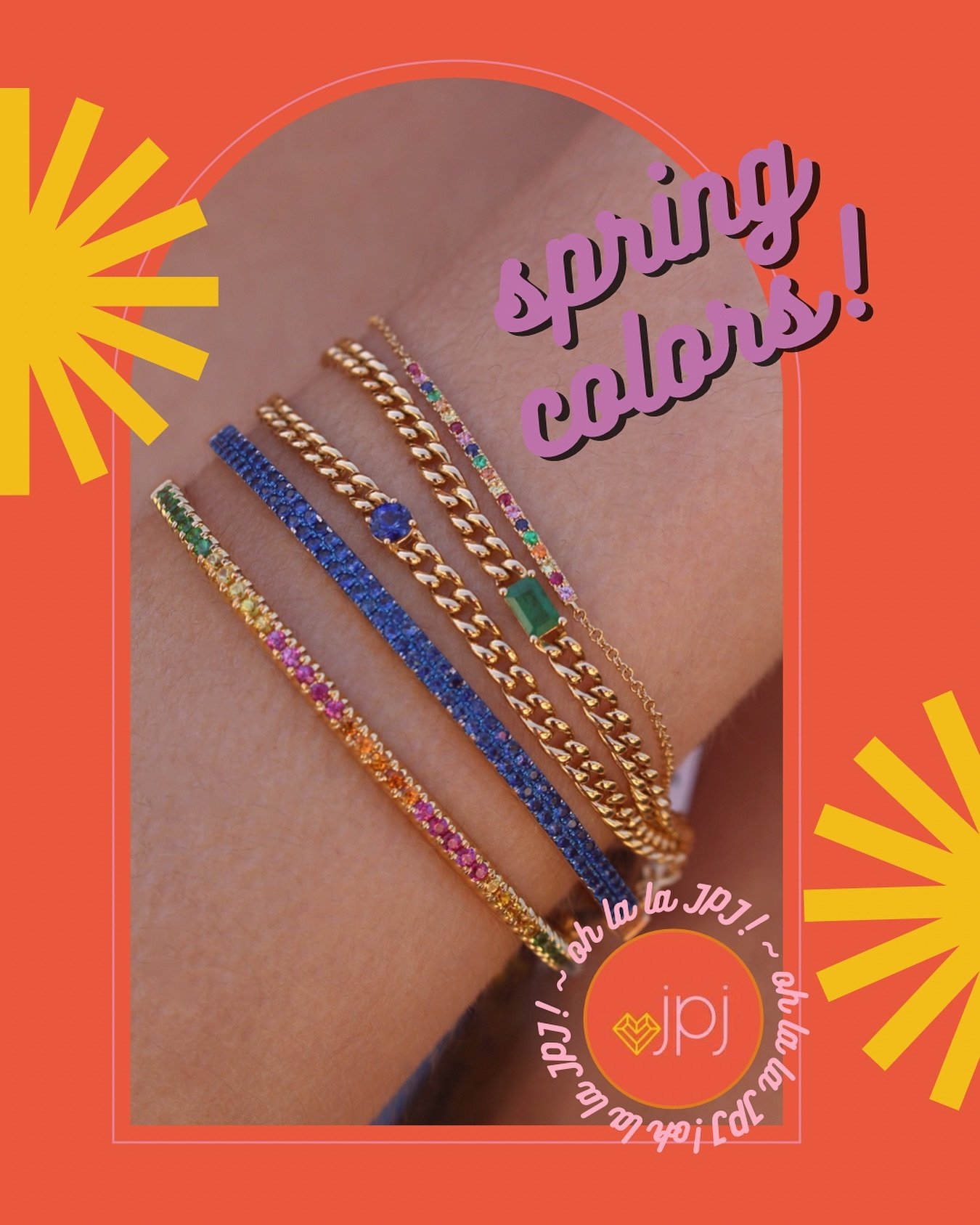 Brighten your day with some FUN colorful jewels! Mix classic styles with pops of blue, green, pink, orange, and yellow to create an eye catching combo! 
💕
#colorful #rainbow #spring #finejewelry #jewelry #womenownedbusiness #mothersday #bracelet