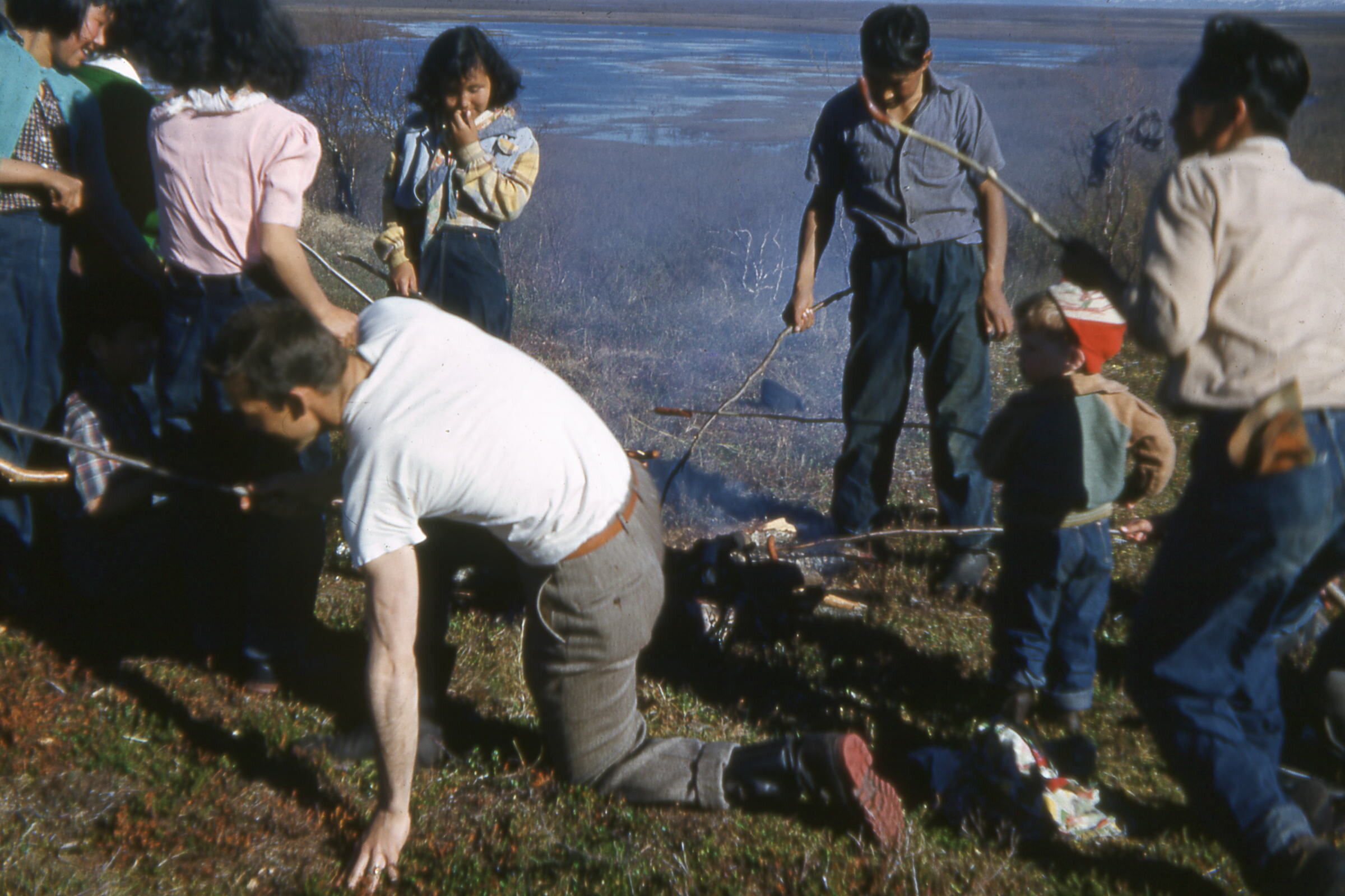 50s - Birch Hill picnic with Joel and unknown.jpg