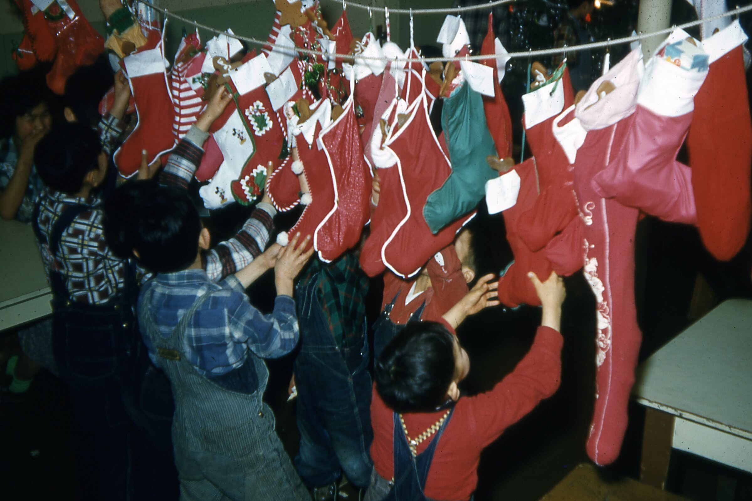  1955 Christmas stockings. Photo on loan from the Henkelman Archives. 