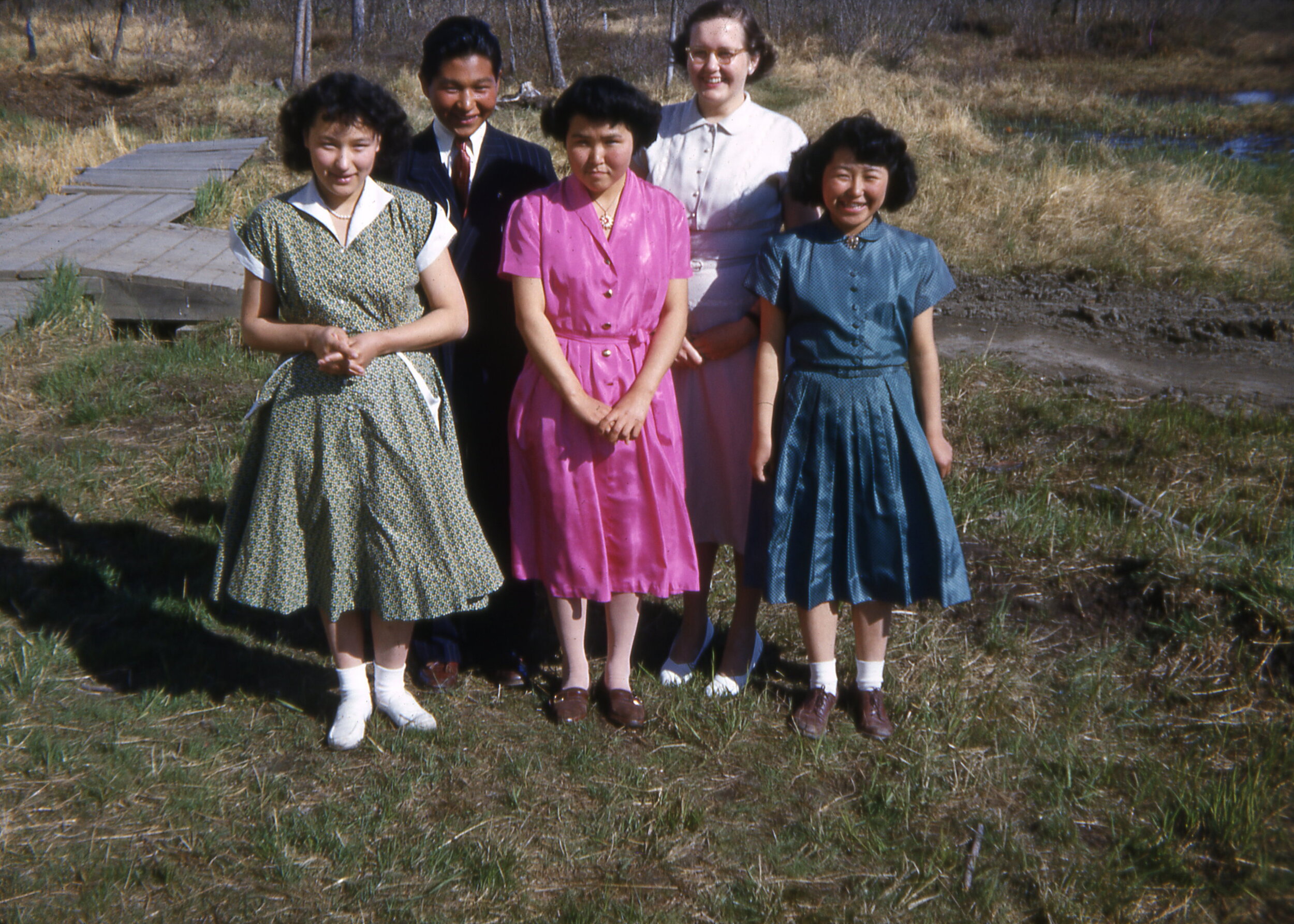  1955 Graduation Class with Fran. Photo on loan from the Henkelman Archives. 