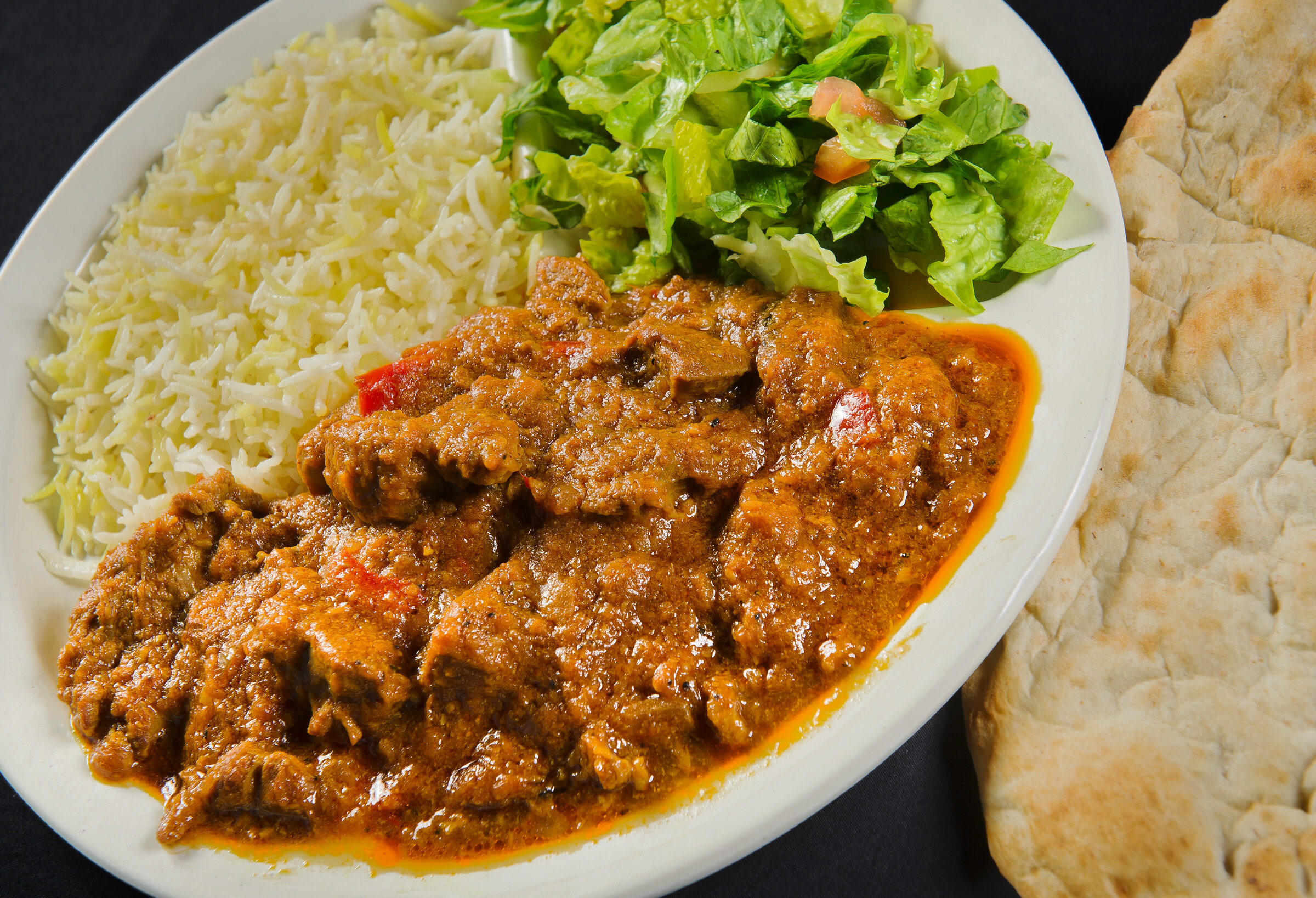 Lamb Curry with Rice, Side Salad, and Fresh Naan Bread (Copy)