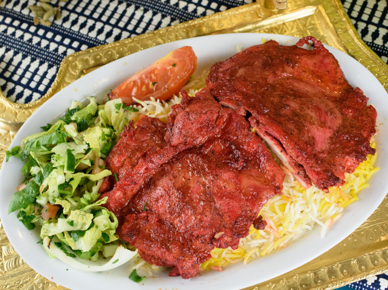 Chicken Tikka over rice with Side Salad (Copy)