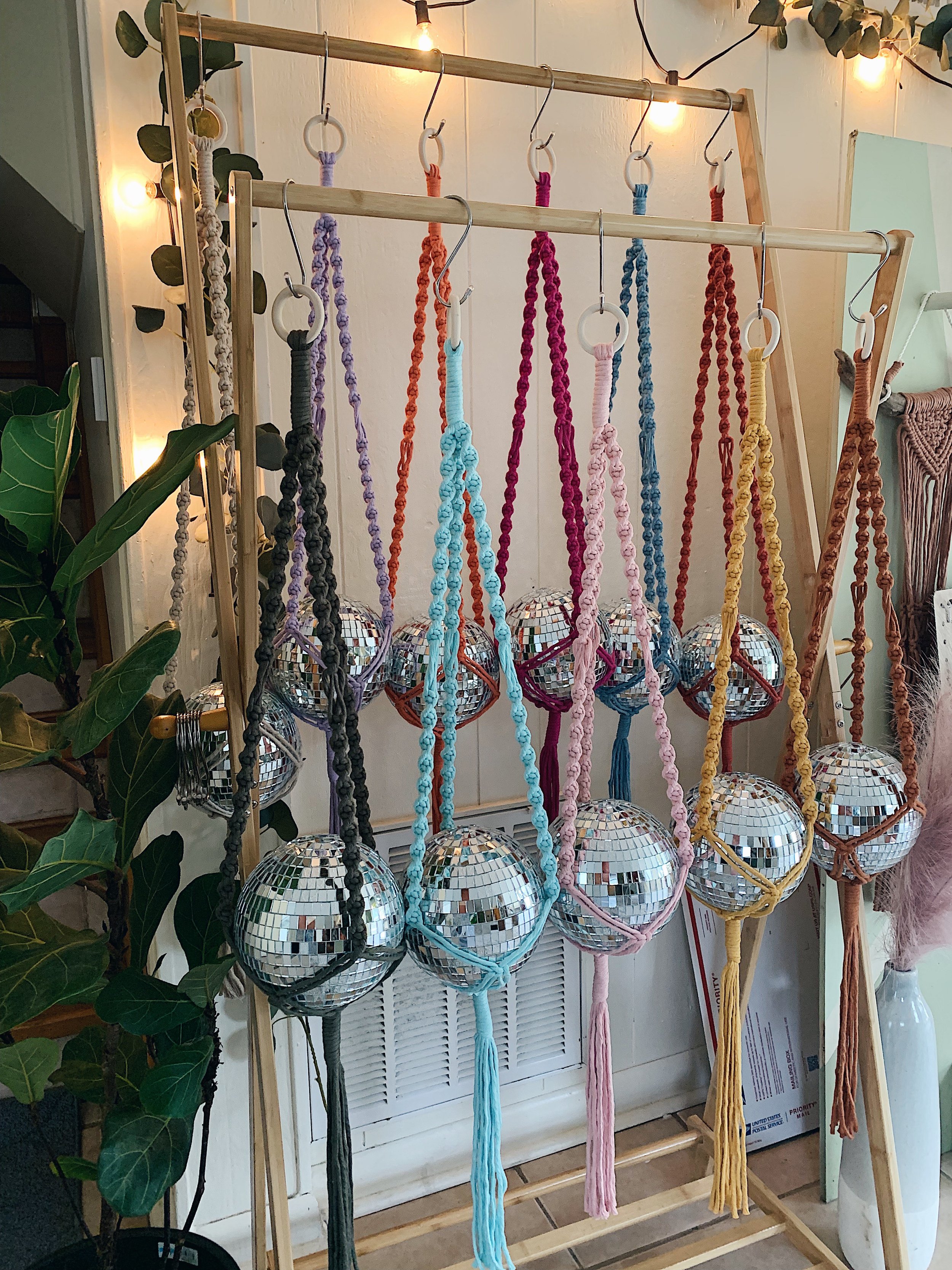 Macrame Mirror Ball Hanger