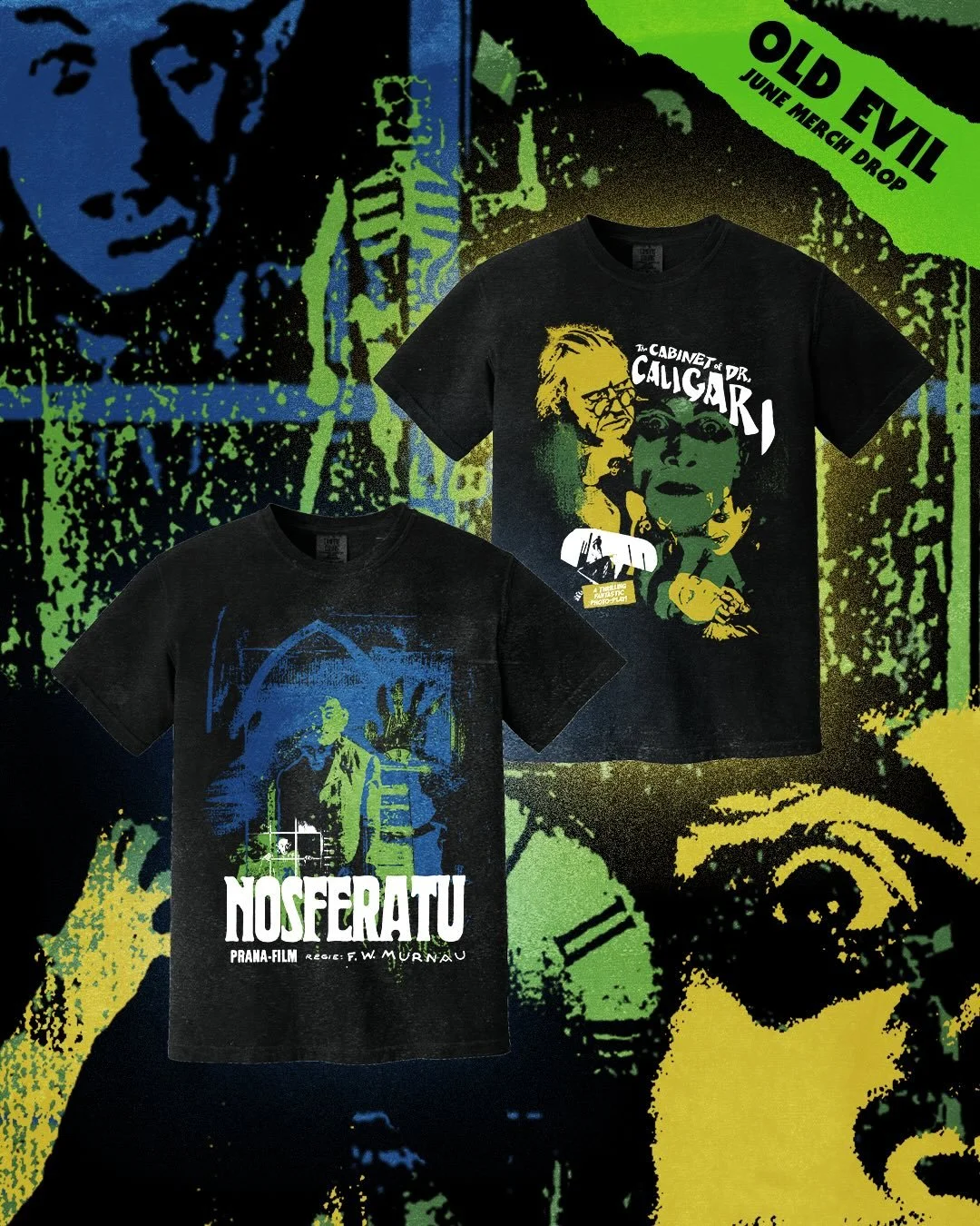 Something I&rsquo;ve wanted to do a long time&mdash; Fantasma House now has MERCH. Check out our drop No. 1, Old Evil, at the link in bio and show your love for midnight cinema 💀🎞️
.
.
.
.
.
#fantasmahouse #midnightcinema #horrormerchandise #horror