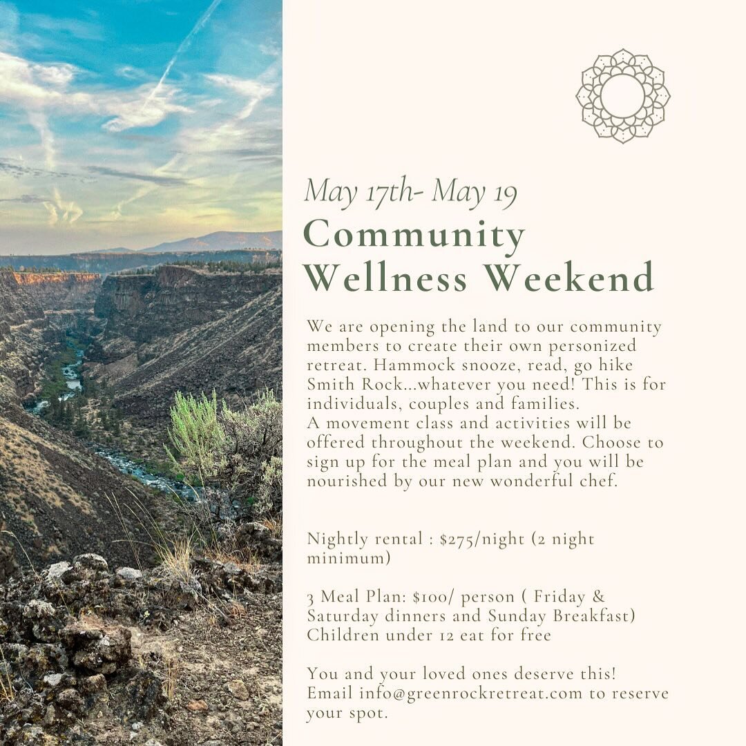 We are SO excited to announce our first Community Wellness Weekend 🥳🥳🥳 we will be opening the land up for our community to create their own restorative retreat. Individuals, couples and families + children are welcome. We can not wait to spend a m