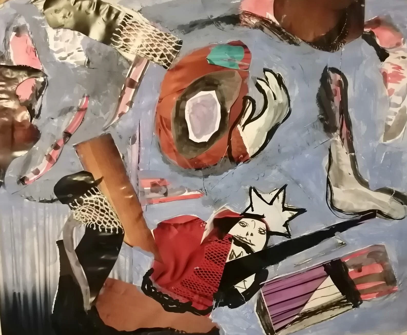 'All our lives were spinning', collage, ink, gouache on paper, 2021