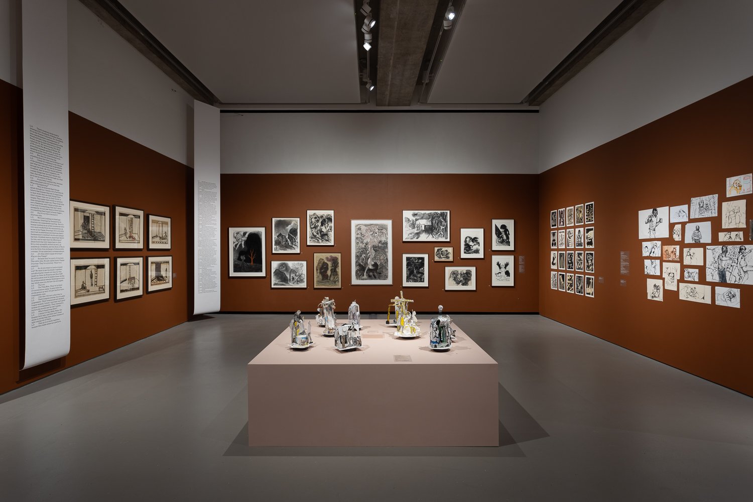 Arrangement from 'Autobiography in 28 drawings', Installation view, 'Drawing the Unspeakable', Towner Gallery, Eastbourne, 2024