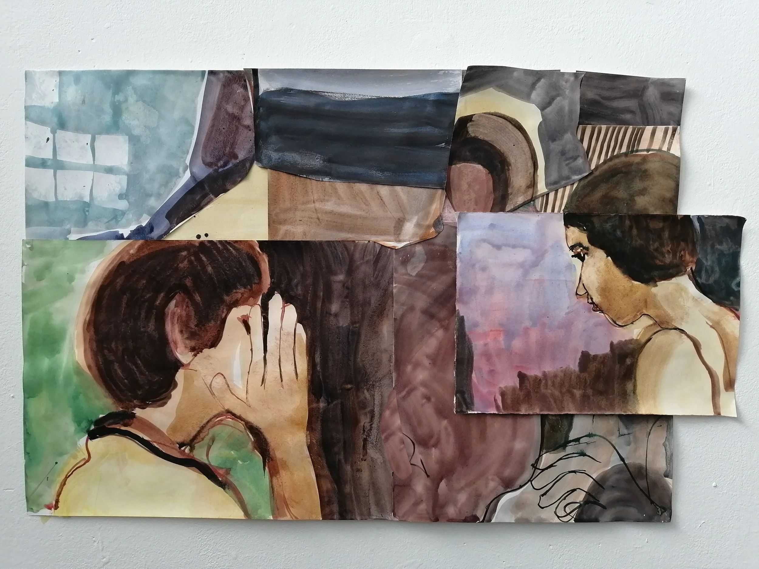  Whisper, 59×94cm, acrylic and collage on paper, 2023 