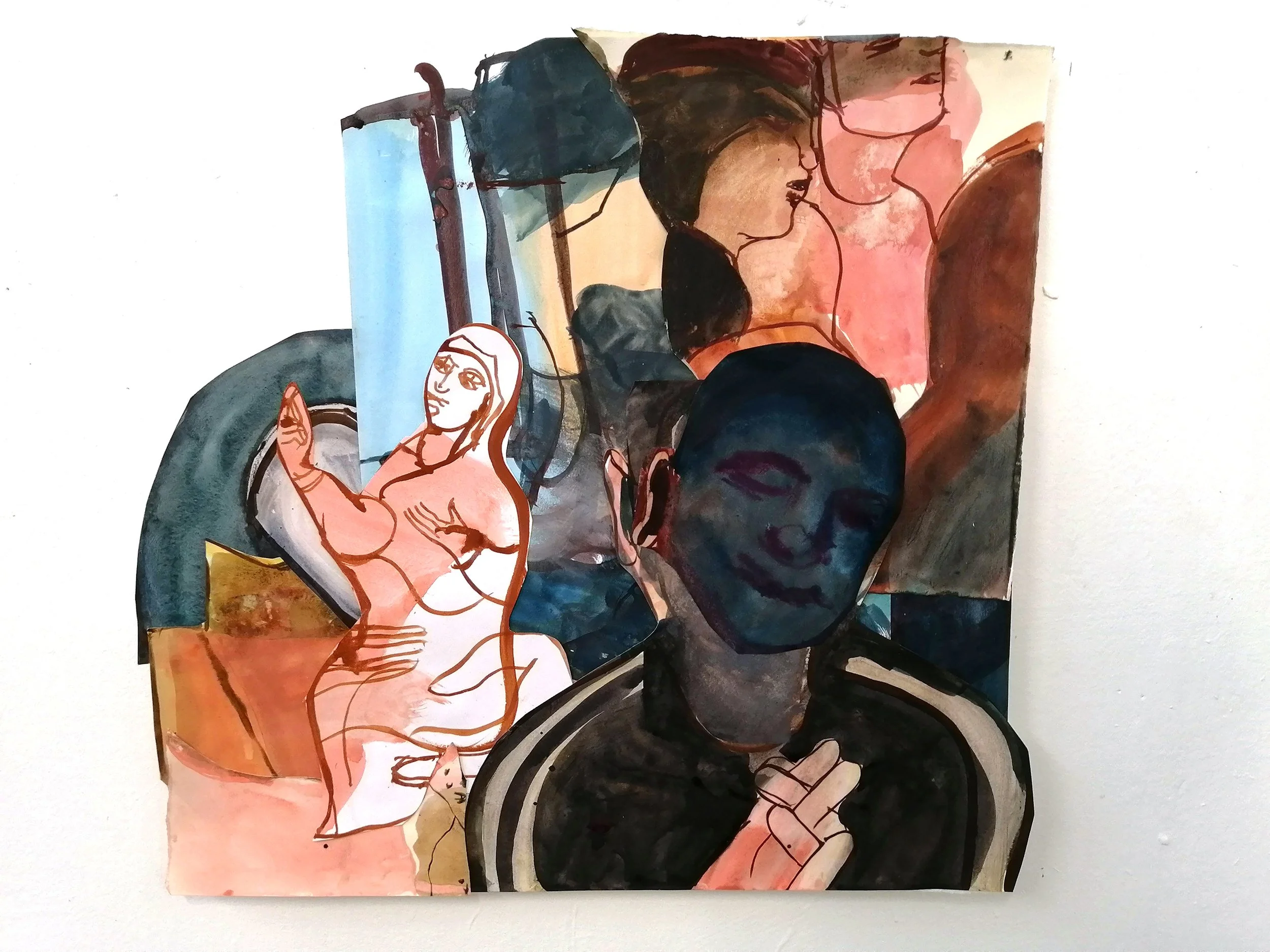  Brother, 88×90cm, acrylic and collage on paper, 2023 