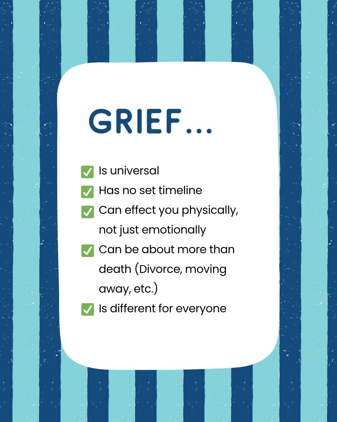 A gentle reminder 💕 There&rsquo;s no 'right' way to grieve, and no set time limit for processing loss. Everyone&rsquo;s journey through grief is uniquely their own. 

If you&rsquo;re grieving, or supporting someone who is, remember to practice compa