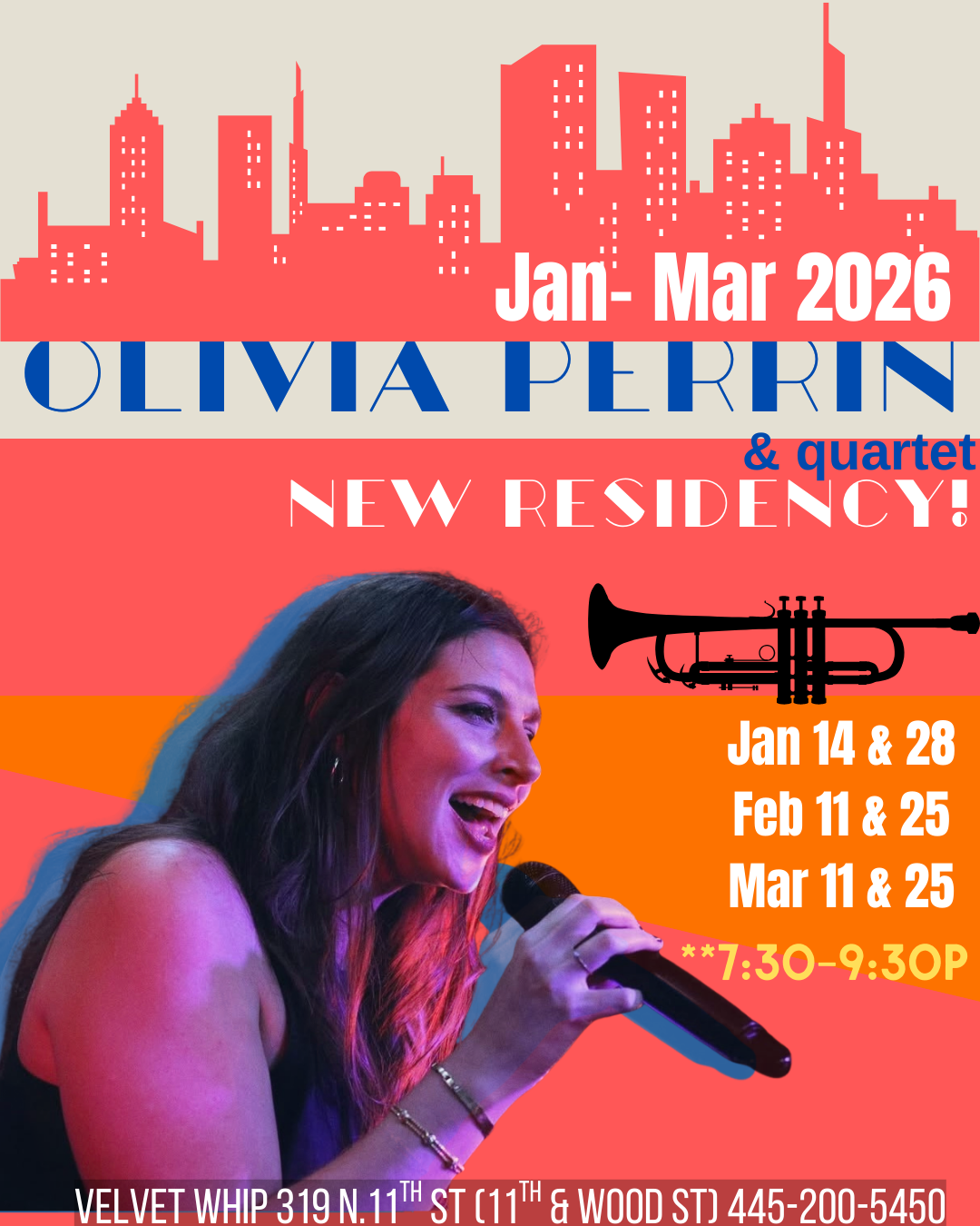 THE OLIVIA PERRIN JAZZ QUARTET RESIDENCY JAN- MARCH 2026