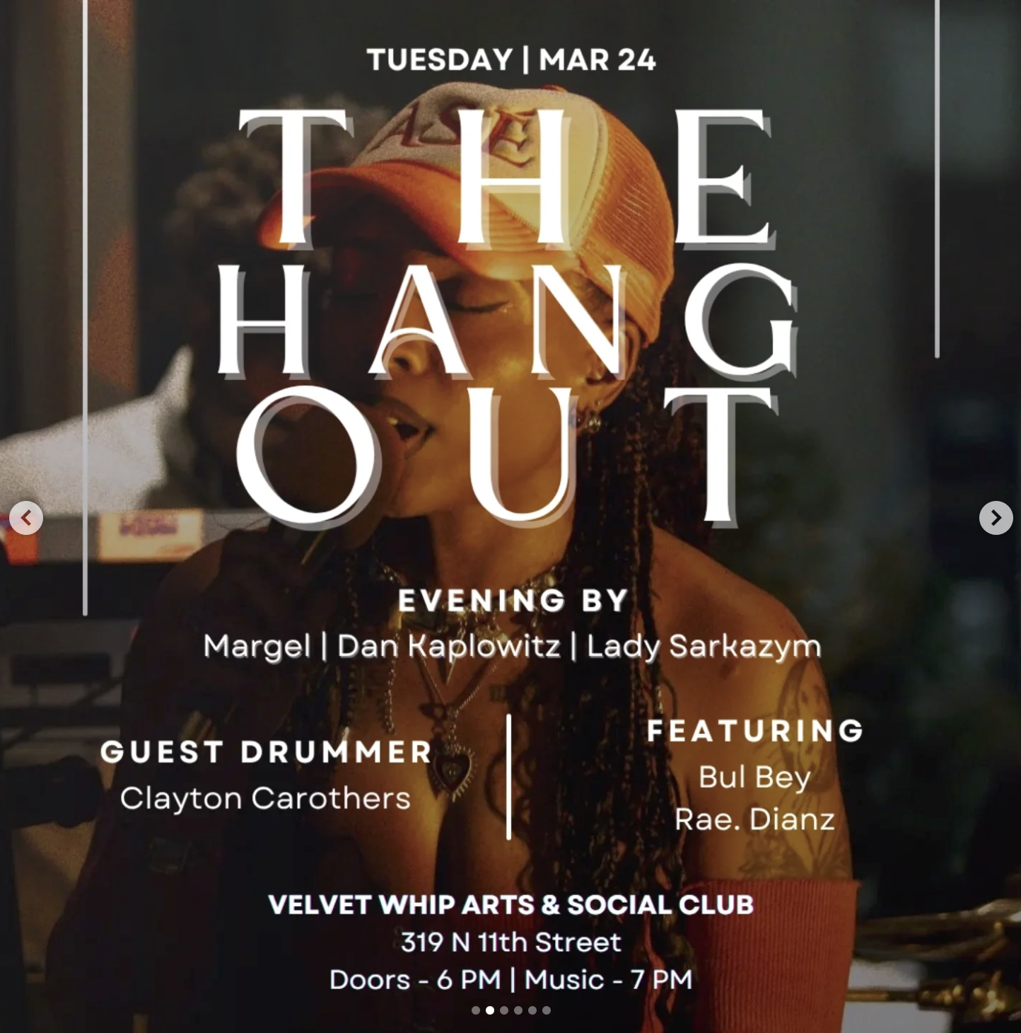 EVERY TUESDAY 7-10P THE HANOUT JAZZ TRIO(COVER REQUIRED, FREE TO VELVET WHIP CLUB MEMBERS) 