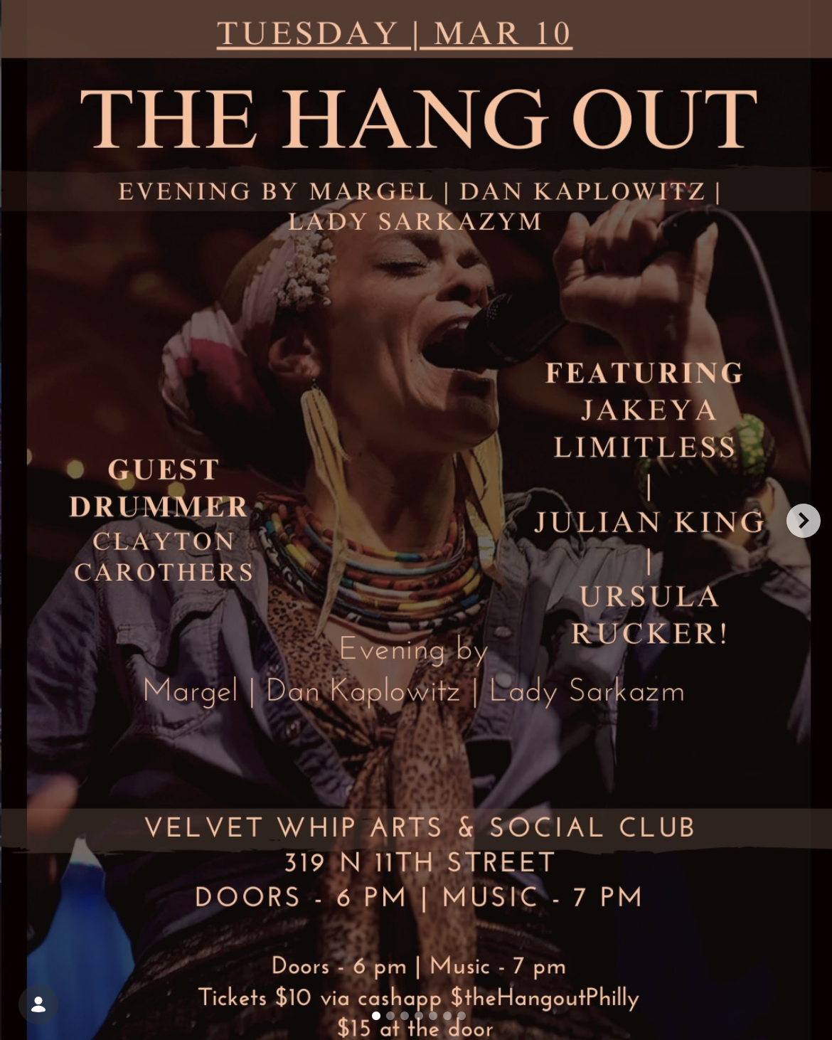 EVERY TUESDAY 7-10P THE HANOUT JAZZ TRIO(COVER REQUIRED, FREE TO VELVET WHIP CLUB MEMBERS) 