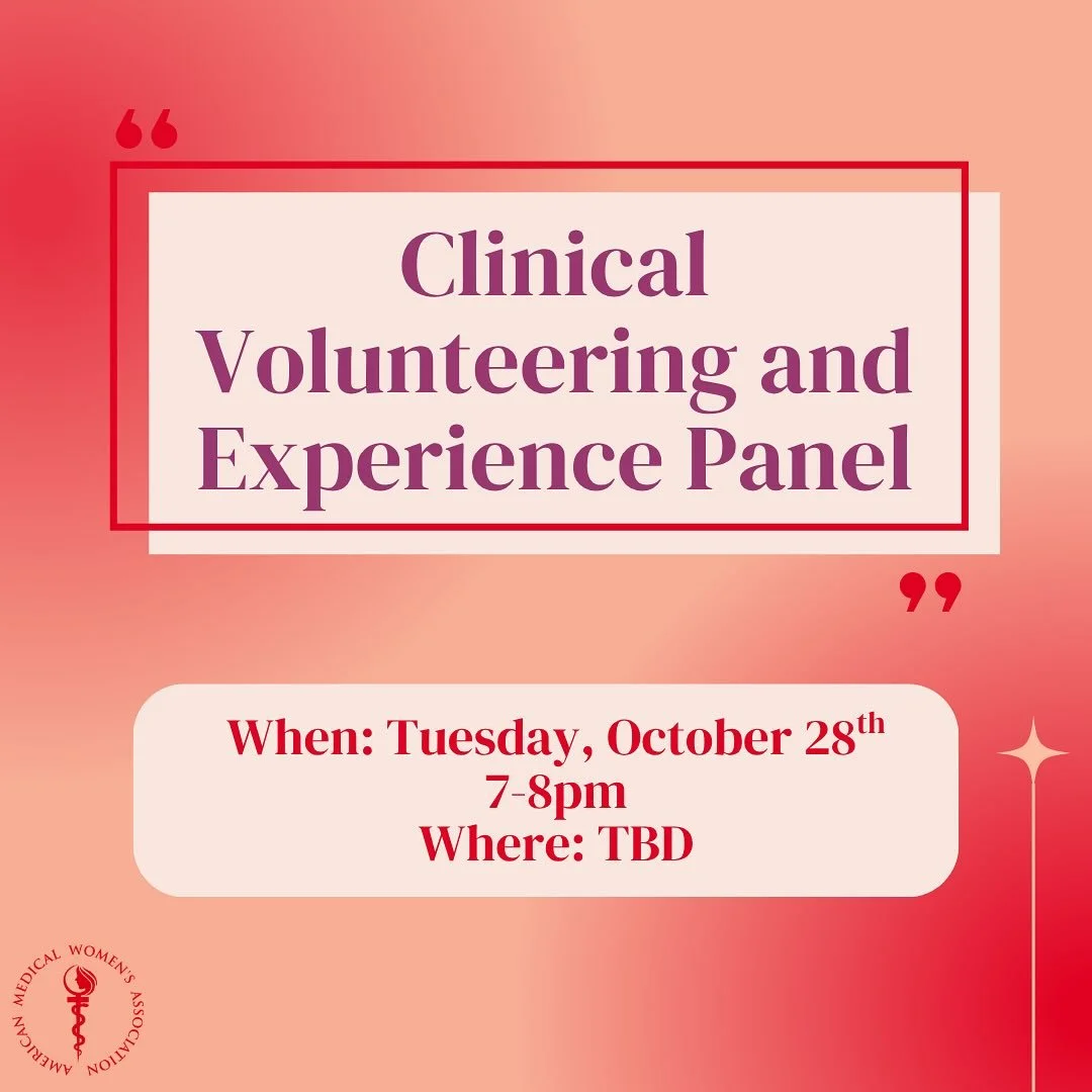 Thinking about getting clinical experience but don’t know where to start?
Join us for our Clinical Volunteering & Experience Panel! π©·
Hear from fellow students about how they got involved, what programs you can apply to, and how to make y