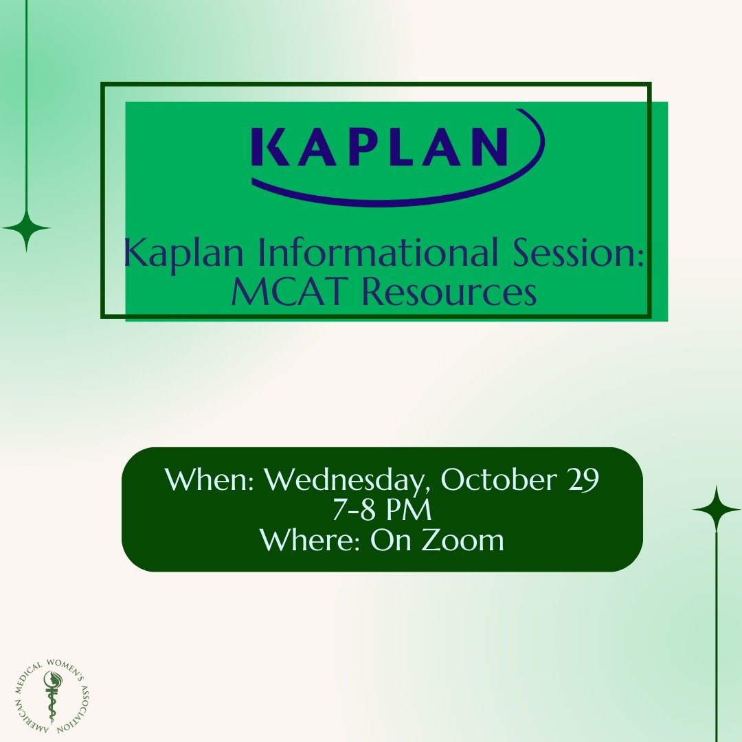 Join us for our Kaplan Info Session this Wednesday, October 29 from 7-8pm to learn all about MCAT resources, discounts, and tips to help you prepare for your pre-med journey! π©Ί
Please RSVP through our Member Portal, Member Slack, or Member Newslett