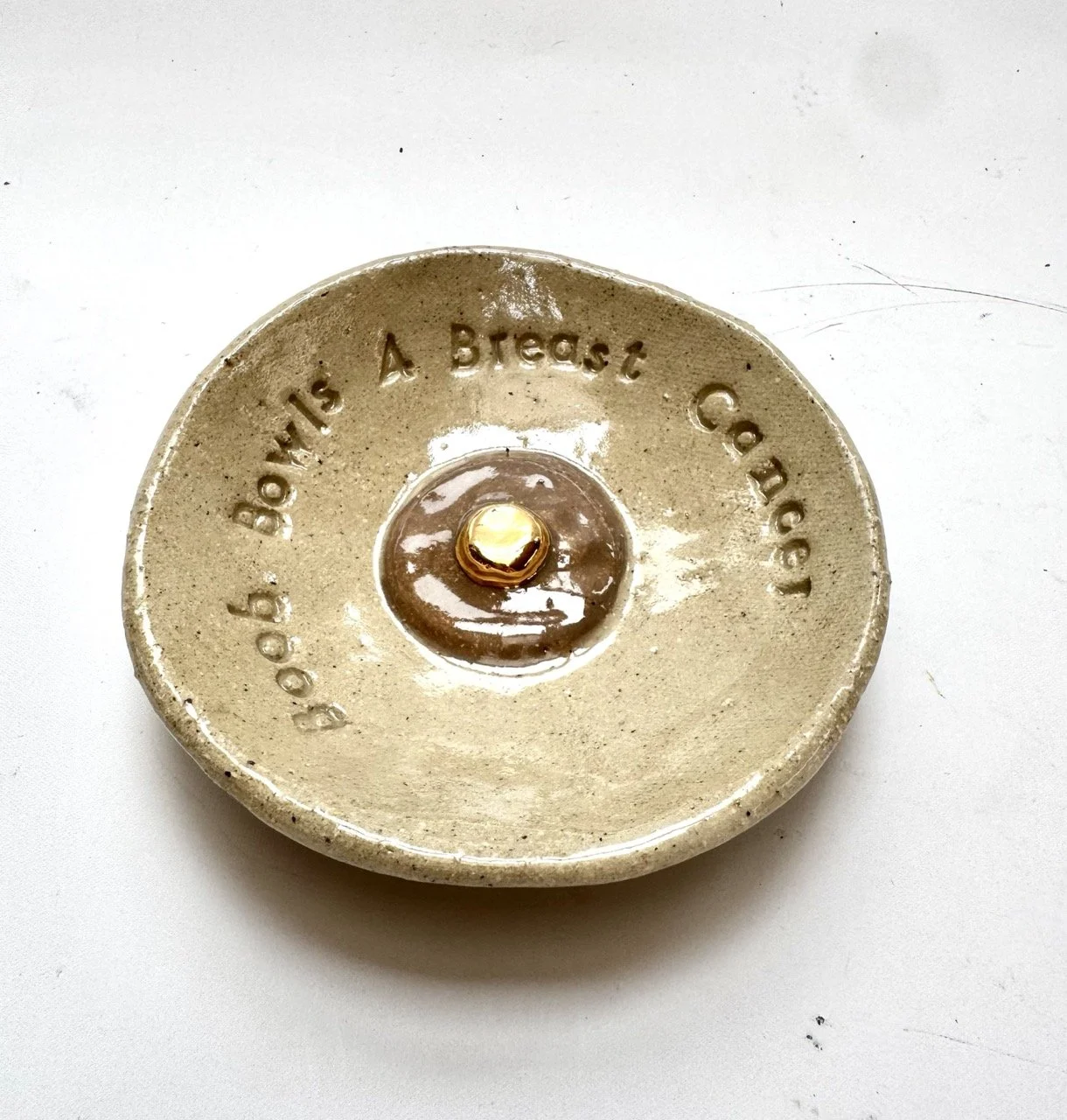 Boob Bowl for Breast Cancer - Mocha/Gold