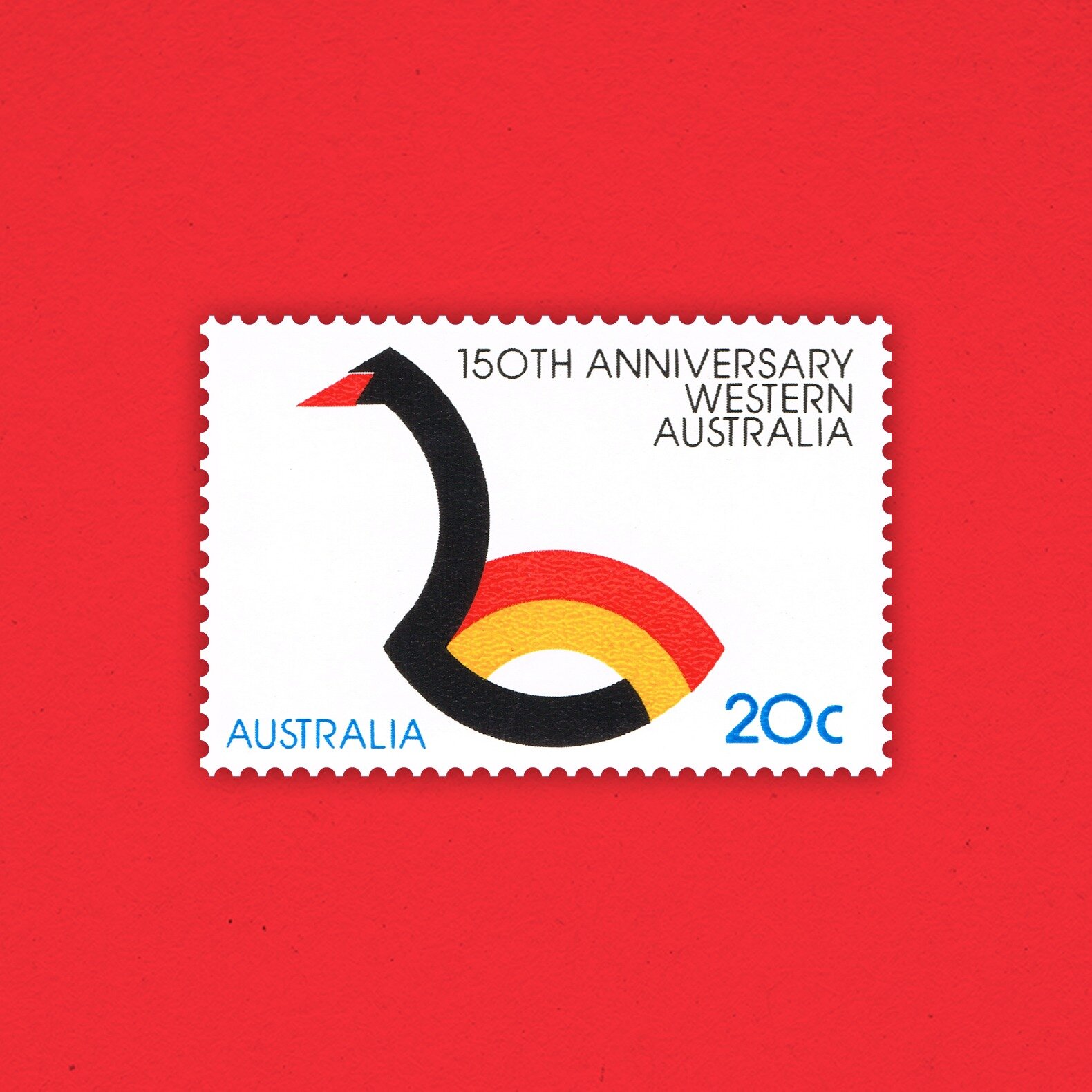 1979 150th Anniversary of Western Australia

The state of Western Australia was founded in 1829 by Captain James Stirling. This stamp commemorating this event embodies the State&rsquo;s official anniversary symbol adapted from the state&rsquo;s natio