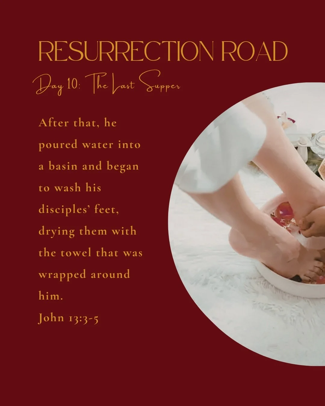 Day 10 The Last Supper

The night before facing the Cross&hellip;
Jesus did something unexpected.

He took a towel.
He knelt low.
And He washed the disciples feet.

Not the worthy.
Not the faithful.
Not the ones who would stand by Him.

All of them.
