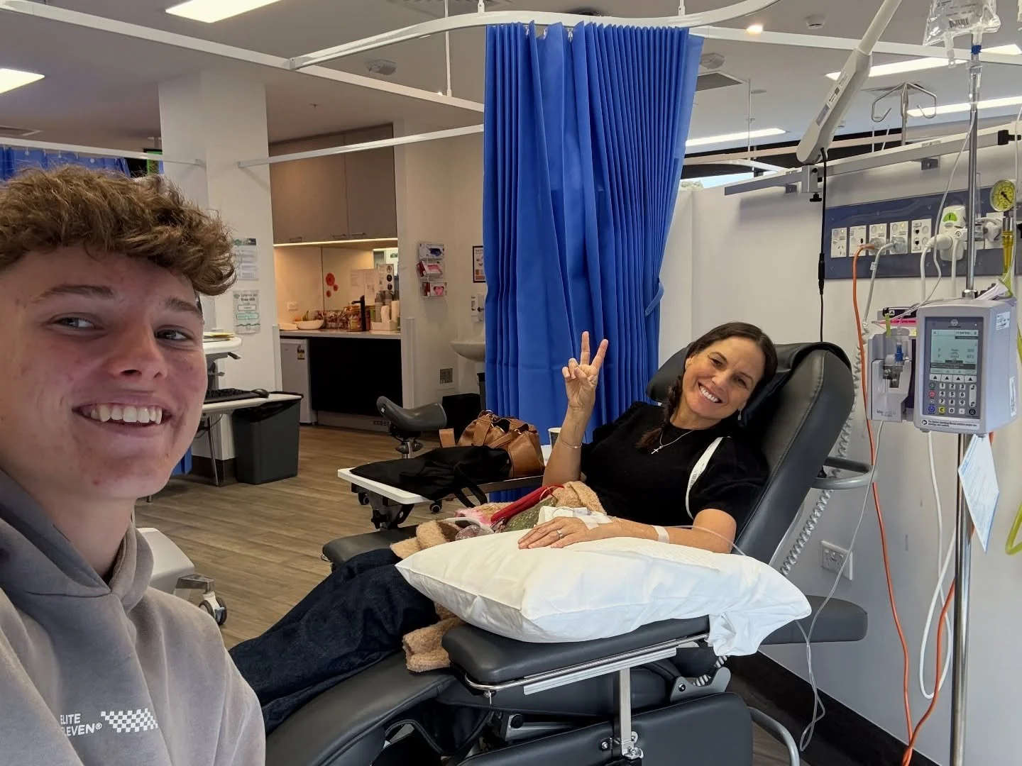 Hard not to be joyful with this little guy accompanying  me to treatment today ❤️❤️❤️