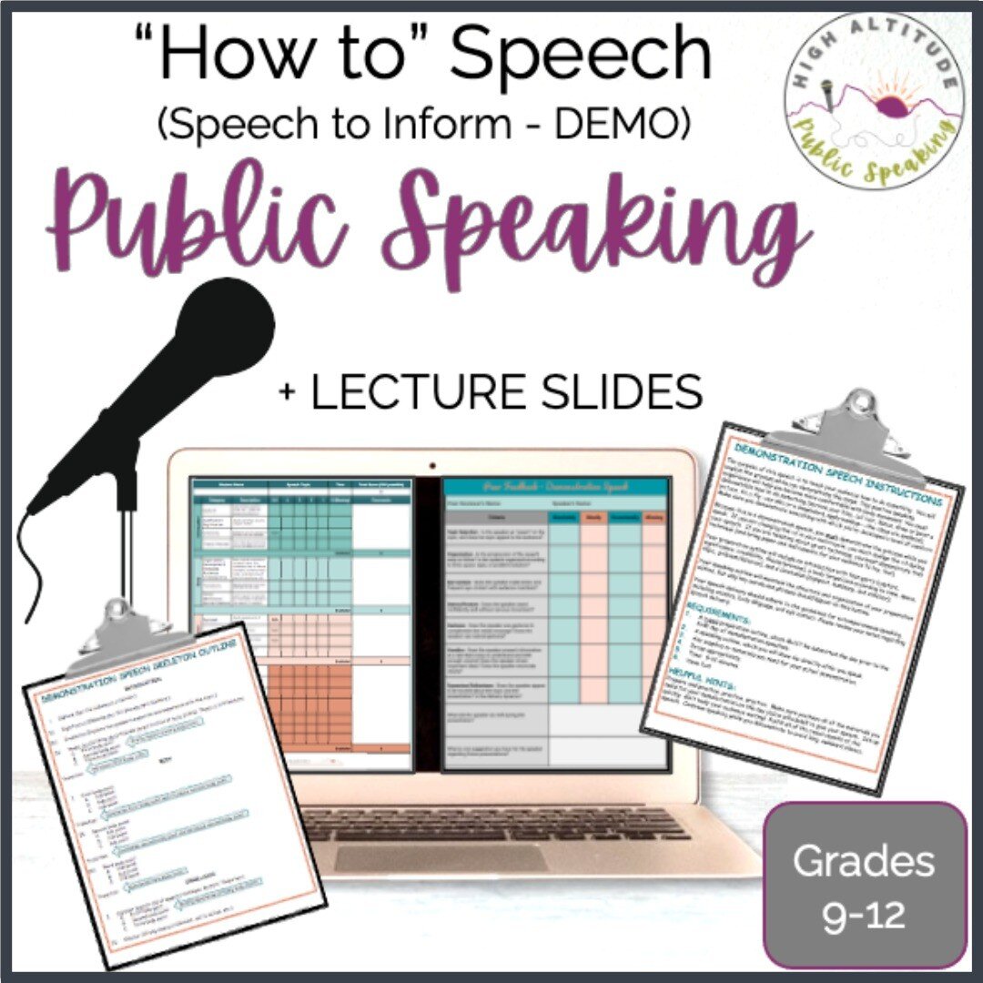 The informative &quot;how to&quot; speech (demonstration speech) is the perfect way to transition public speaking students from comfort-building speeches to formal presentations. This secondary teaching resource includes the assignment, outline instr