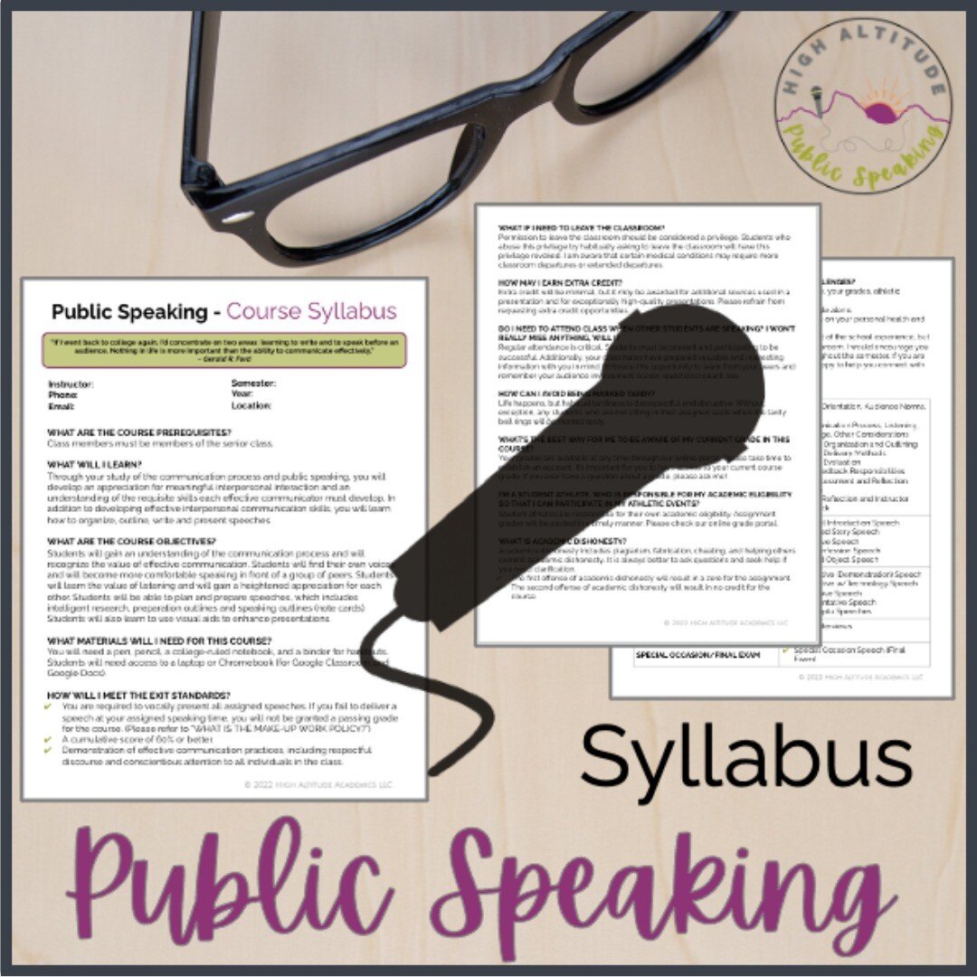How do you create a successful school year for your public speaking students and for yourself? You have to begin the year with clear expectations and policies. Save yourself the needless classroom management headaches with this FREE editable syllabus