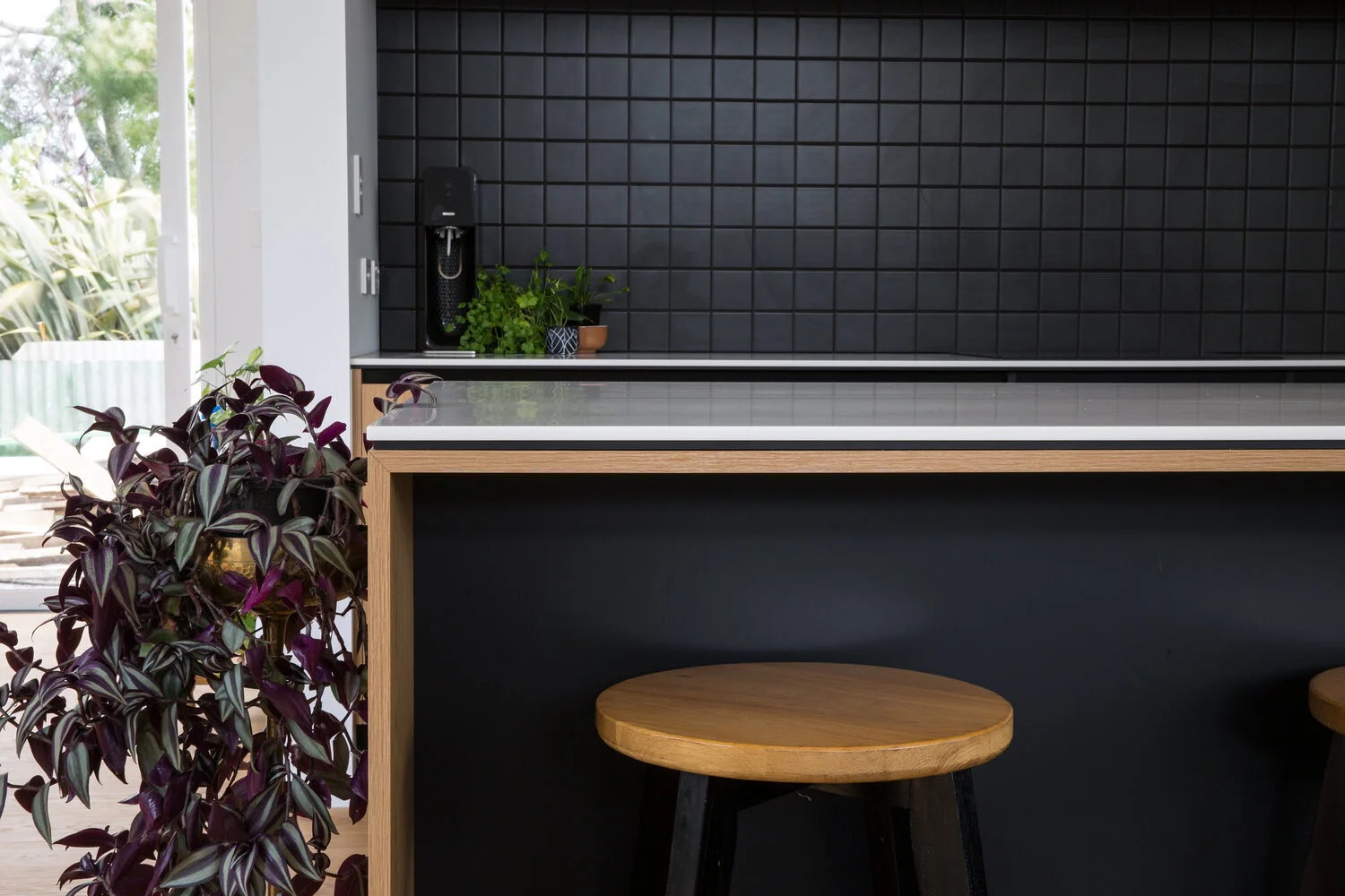 Kitchen island in newly renovated kitchen in Taranaki
